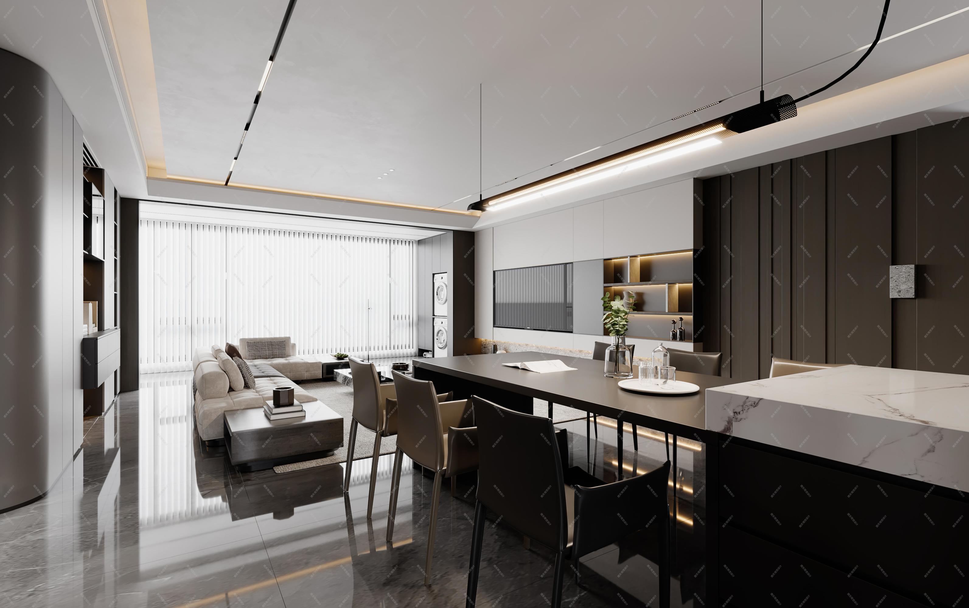 意式横厅||大平层效果图[ID: 114377744]_建e效果图