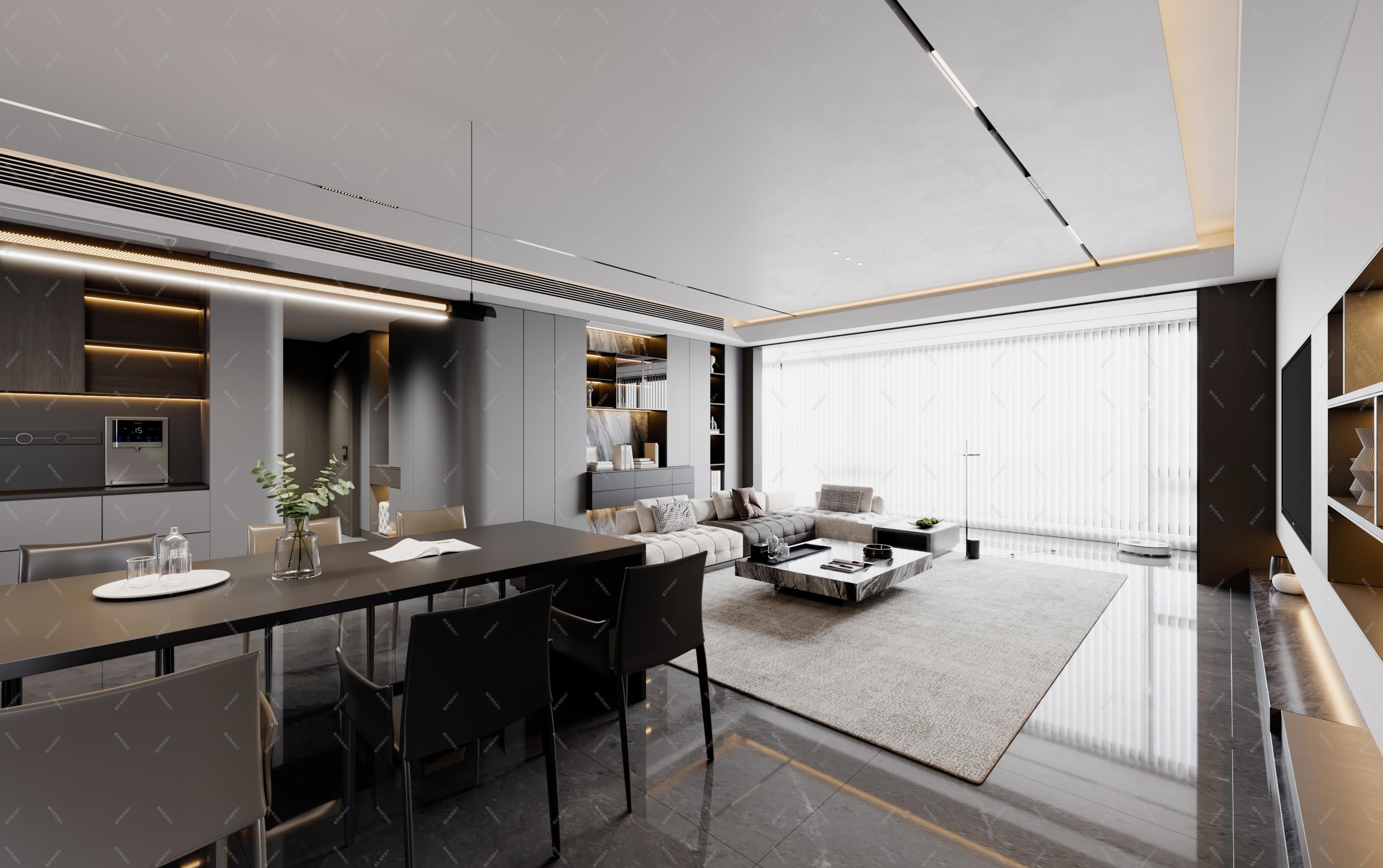 意式横厅||大平层效果图[ID: 114377744]_建e效果图