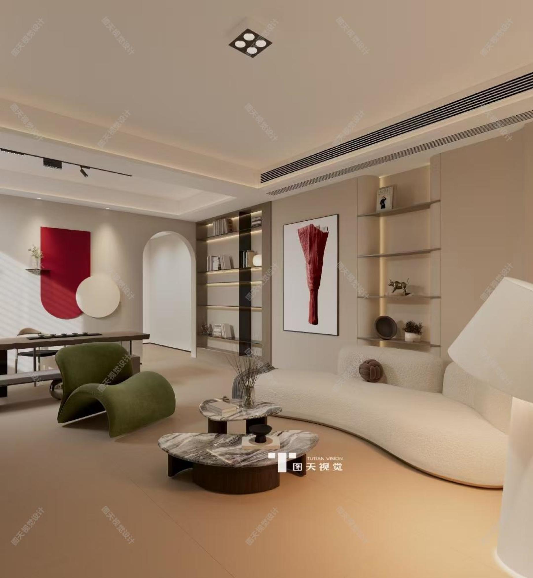 现代极简别墅客厅[ID: 114312362]_建e效果图