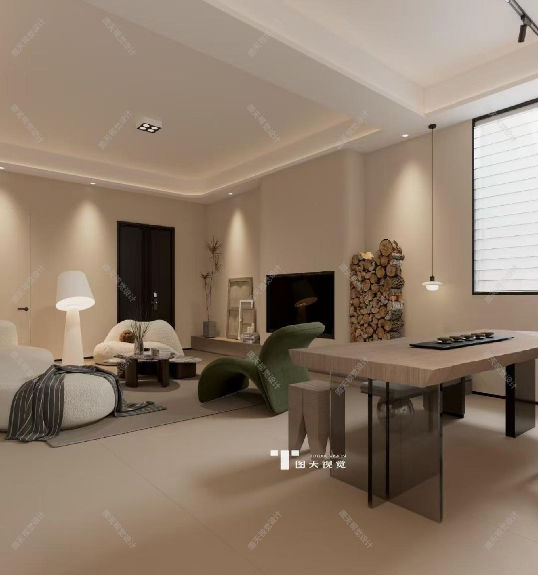 现代极简别墅客厅[ID: 114312362]_建e效果图
