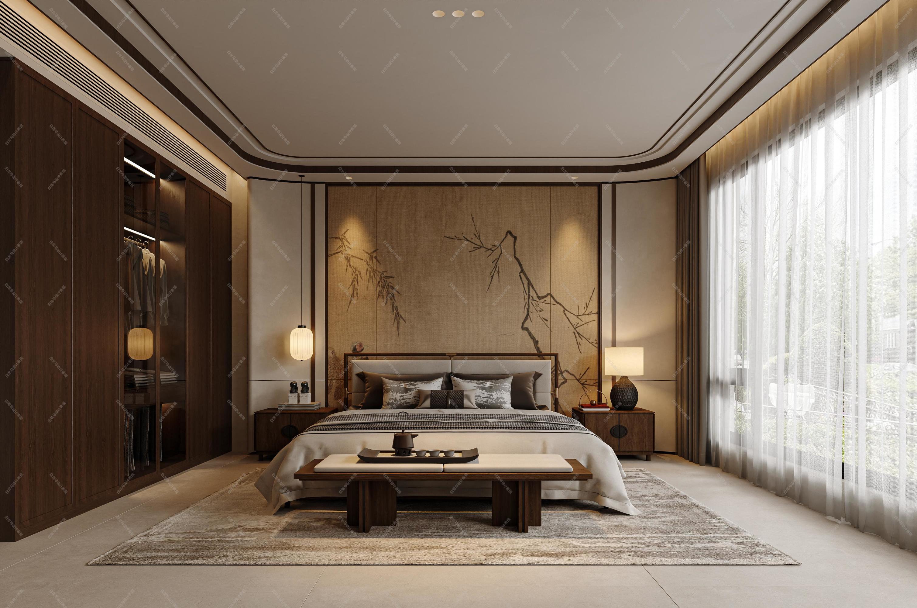 新中式客餐厅——白龙马效果图[ID: 115098761]_建e效果图