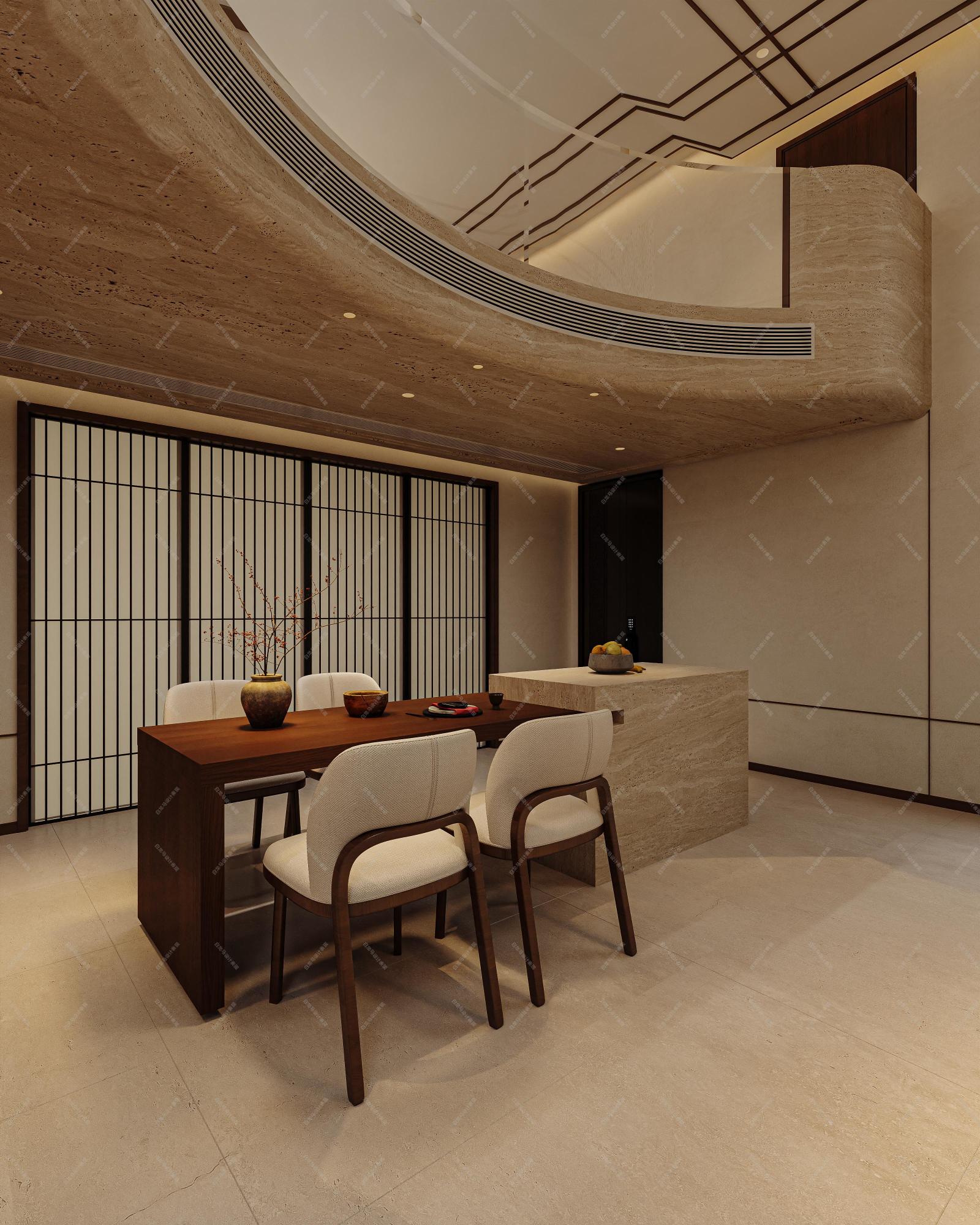 新中式客餐厅——白龙马效果图[ID: 115098761]_建e效果图