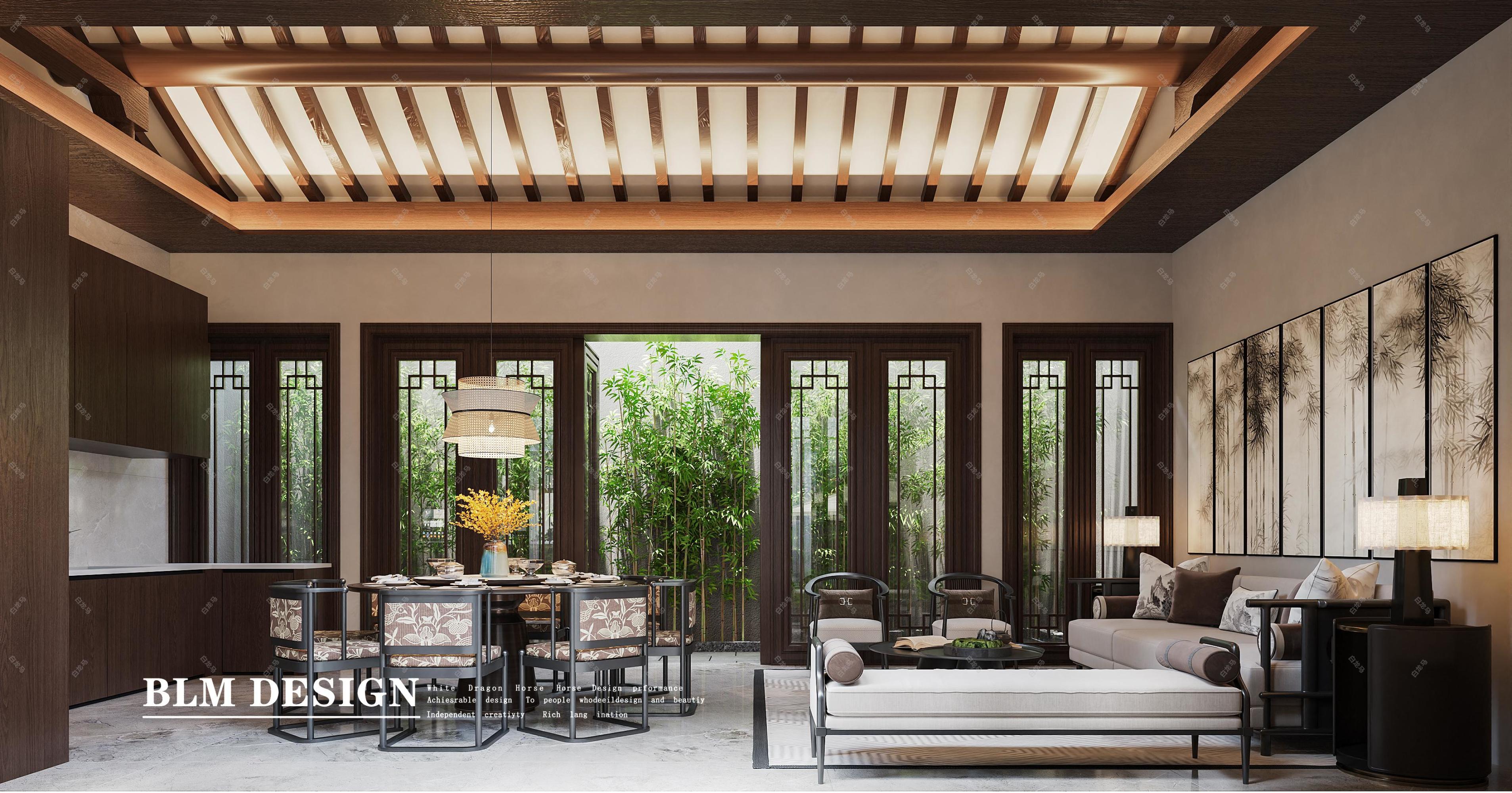 新中式别墅家装案例[ID: 115098873]_建e效果图