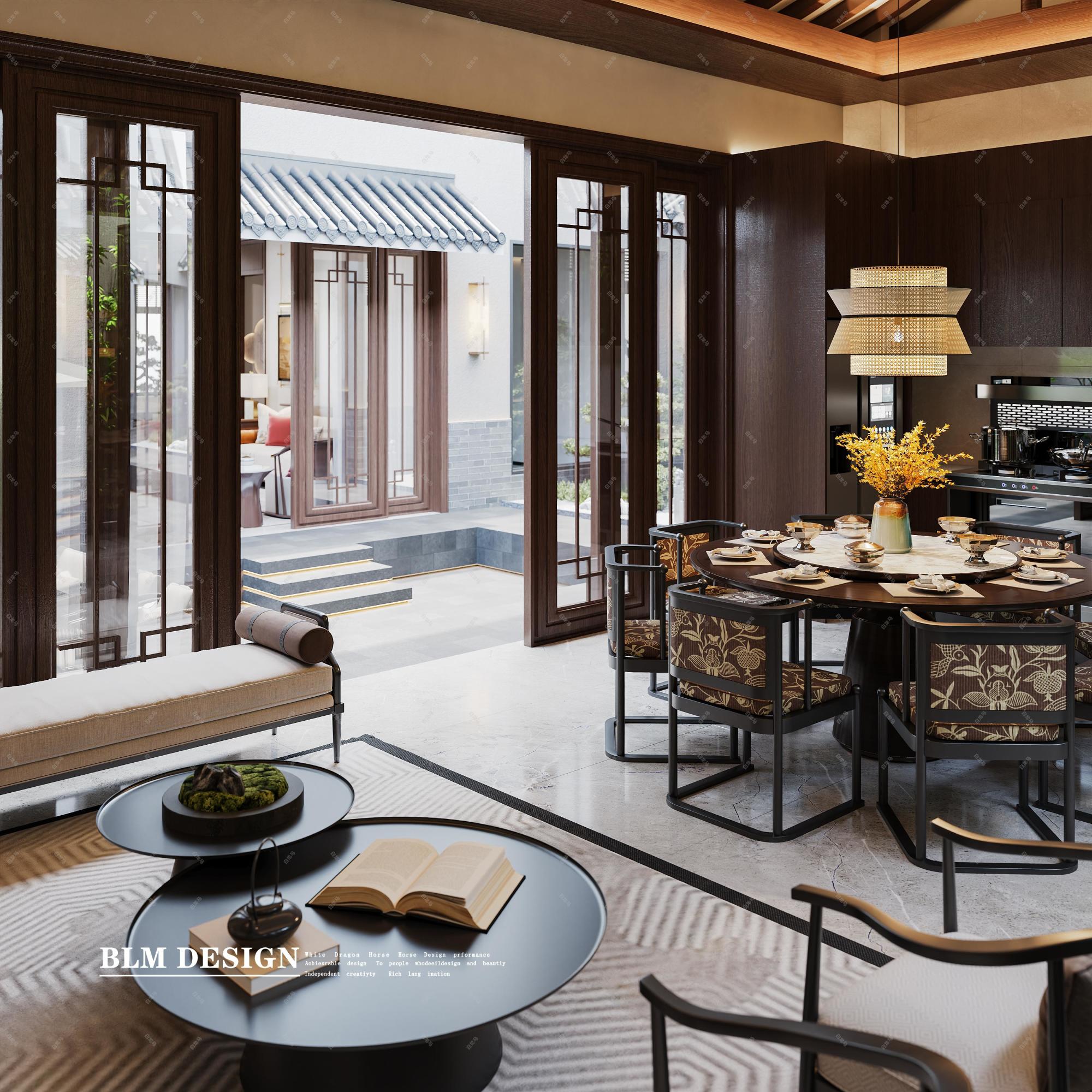 新中式别墅家装案例[ID: 115098873]_建e效果图