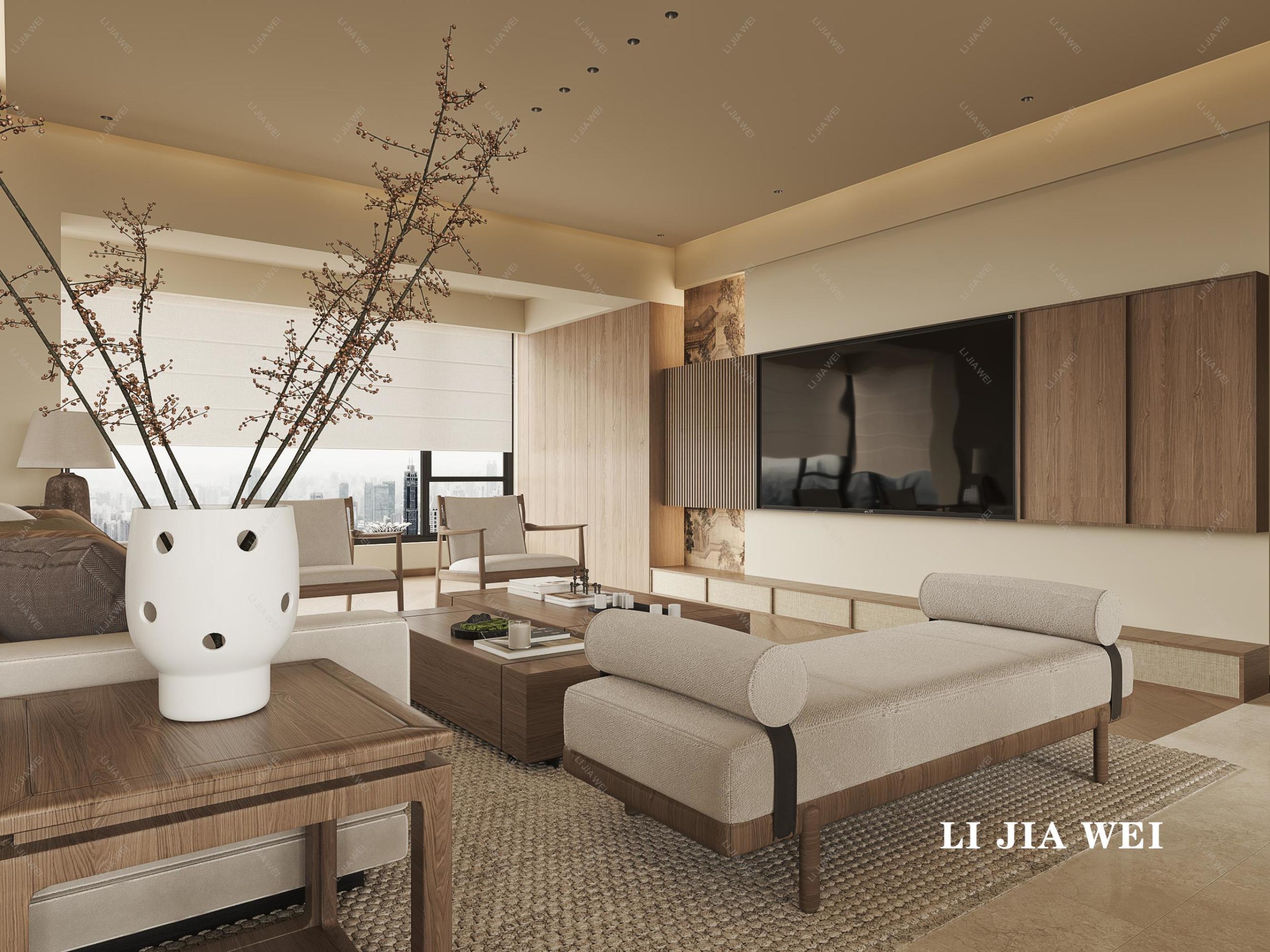 新中式客厅餐厅[ID: 115295294]_建e效果图