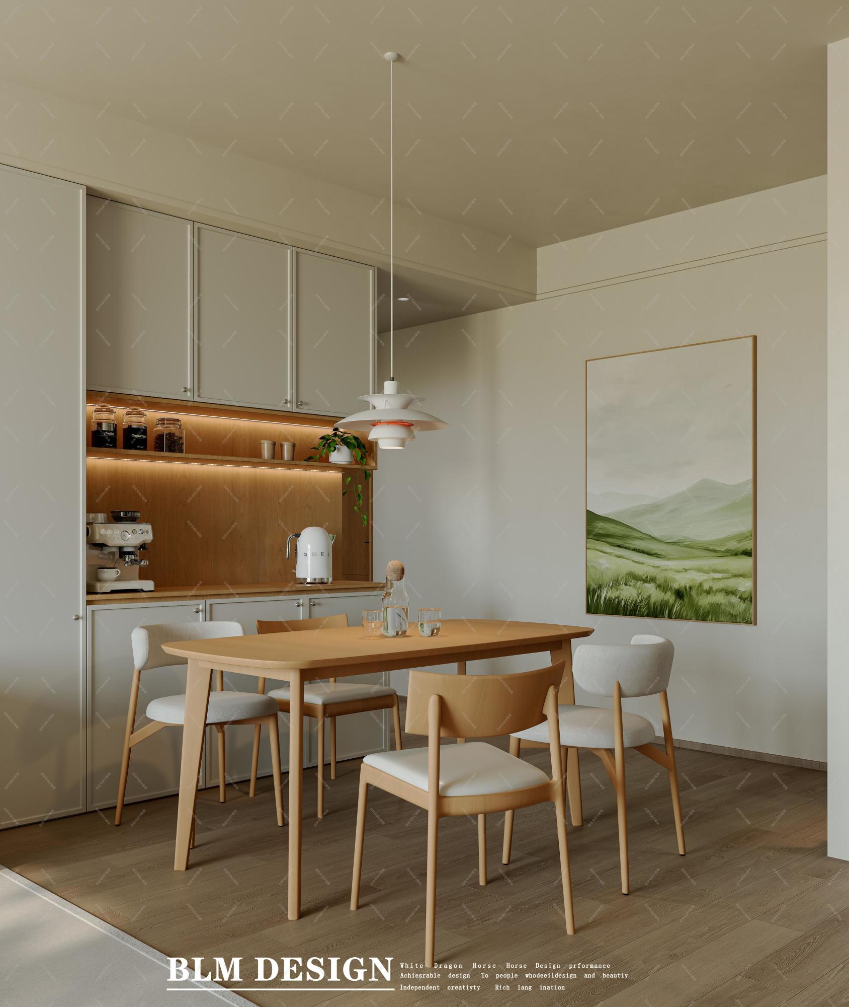 现代原木客餐厅——白龙马效果图[ID: 114967671]_建e效果图