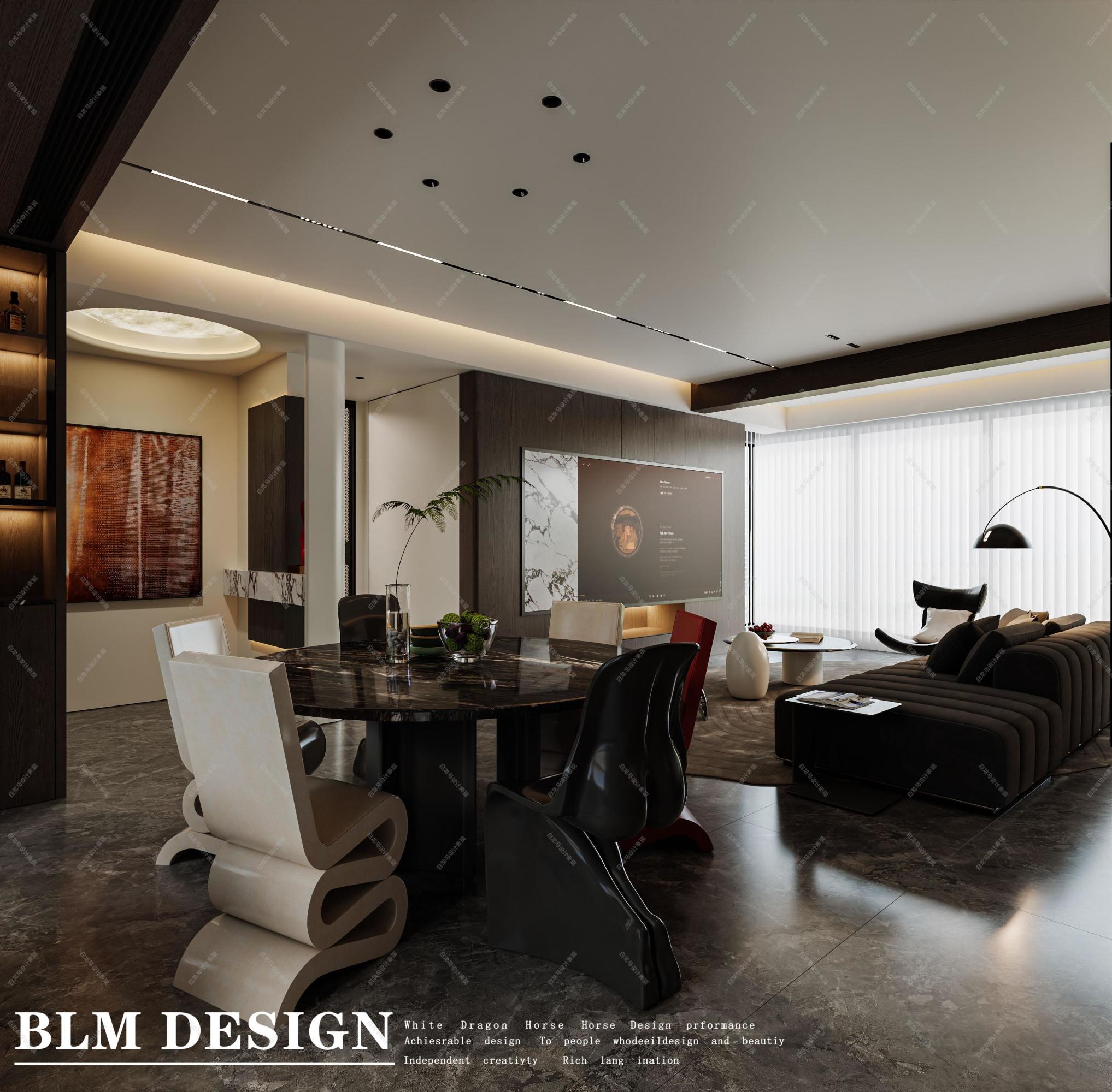 意式轻奢客餐厅——白龙马效果图[ID: 115688619]_建e效果图