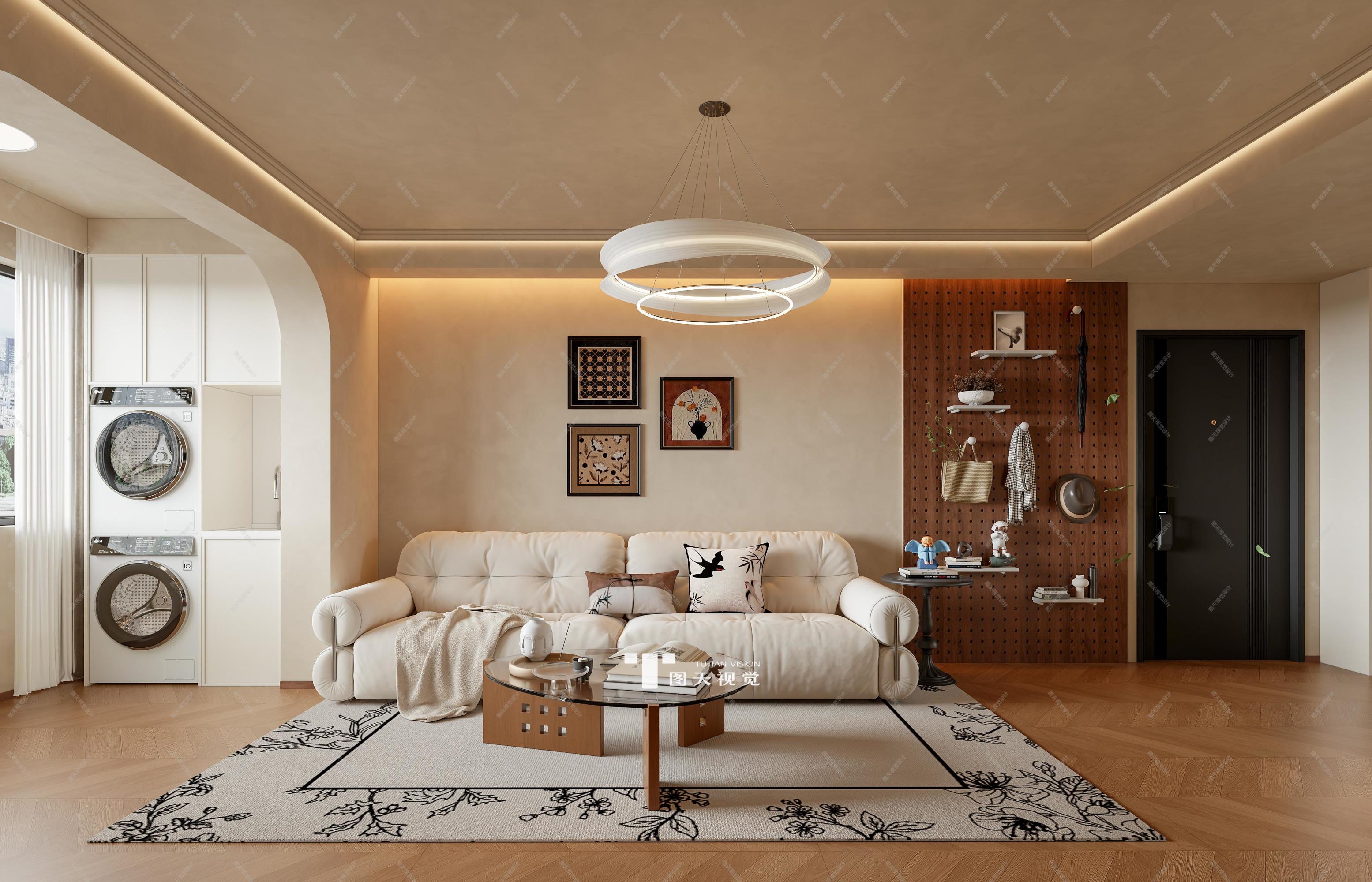 奶油中古风丨打造温柔治愈又复古的家[ID: 115819712]_建e效果图