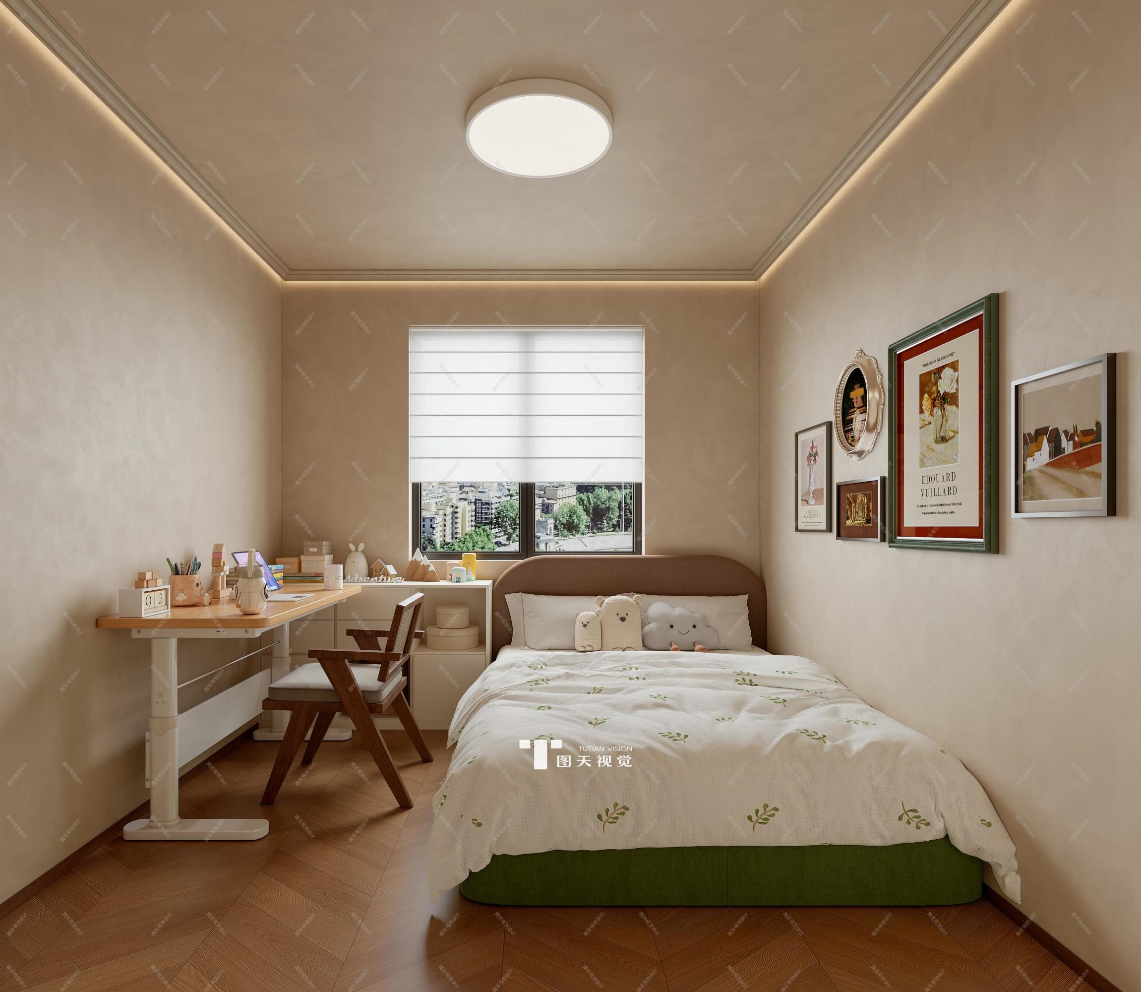 奶油中古风丨打造温柔治愈又复古的家[ID: 115819712]_建e效果图