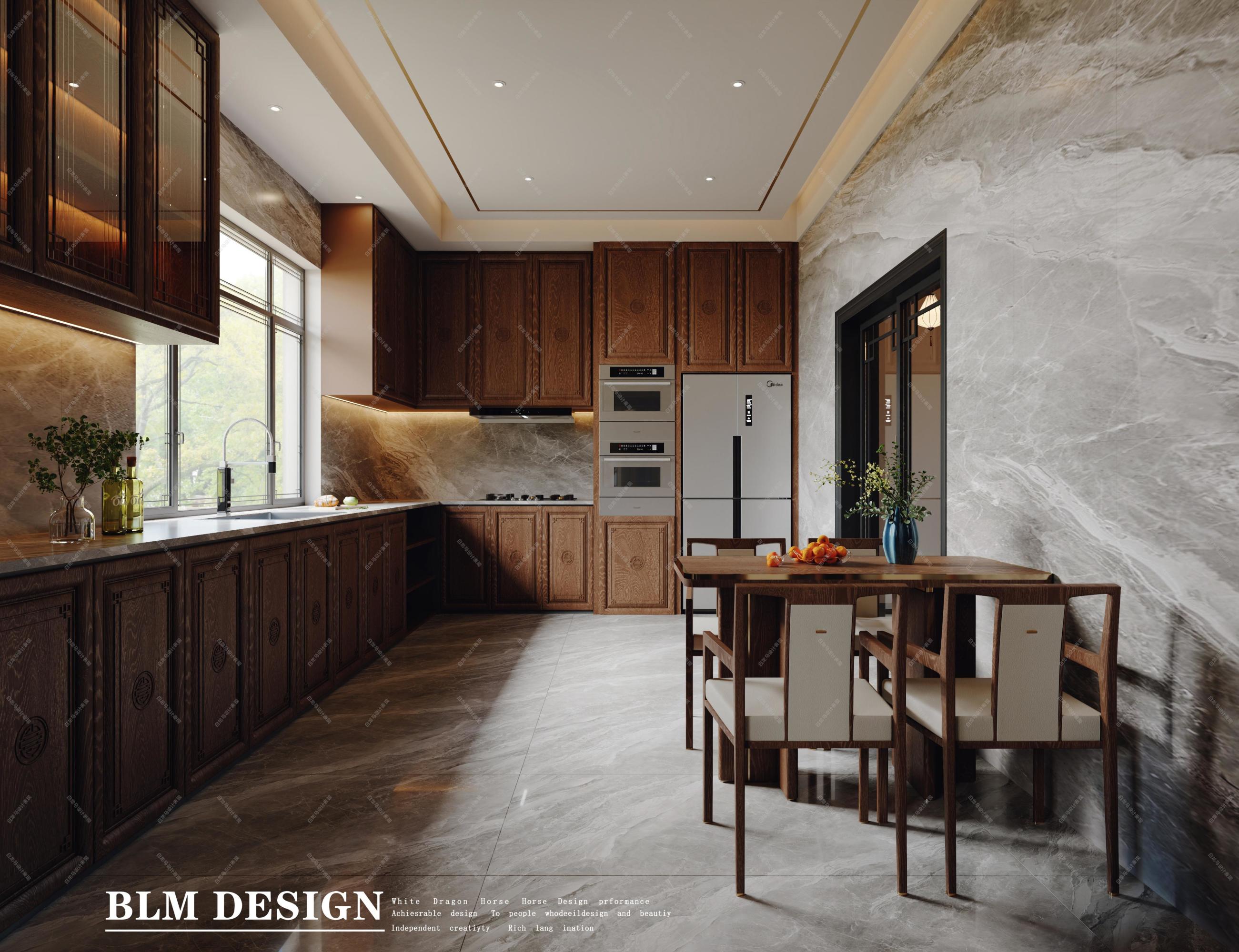 新中式客餐厅——白龙马效果图[ID: 115426381]_建e效果图