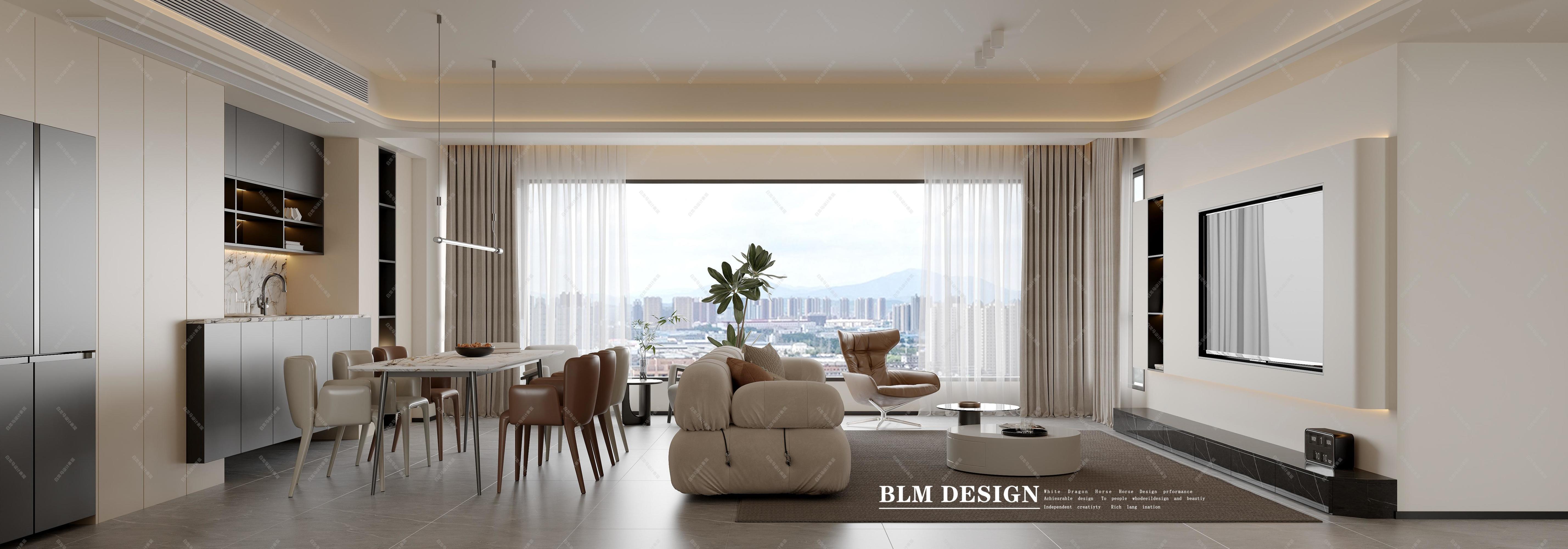 现代客餐厅——白龙马效果图[ID: 115557533]_建e效果图