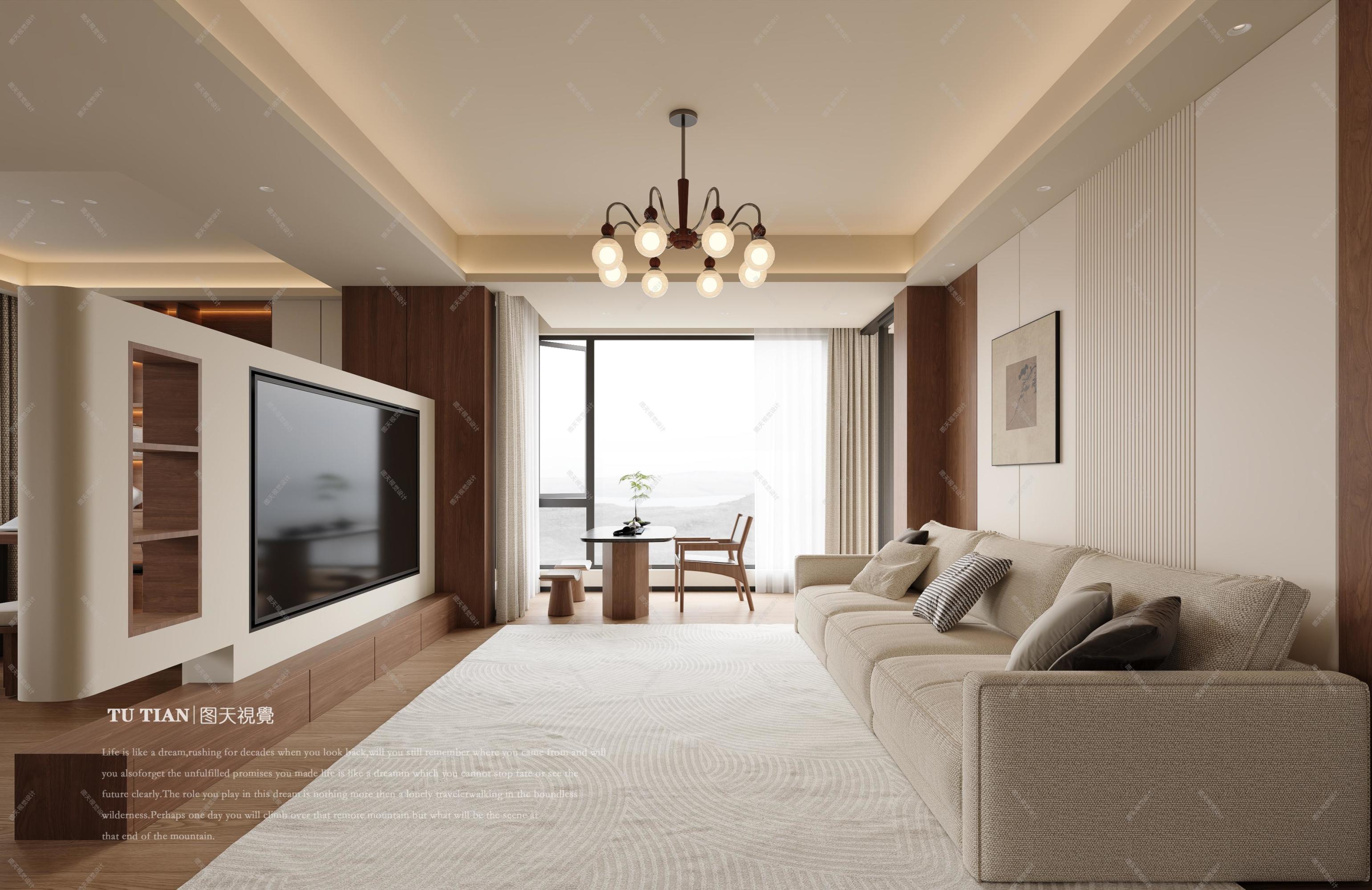 深秋复古的家 ~ 极简与中古的碰撞——图天设计表现[ID: 116212744]_建e效果图