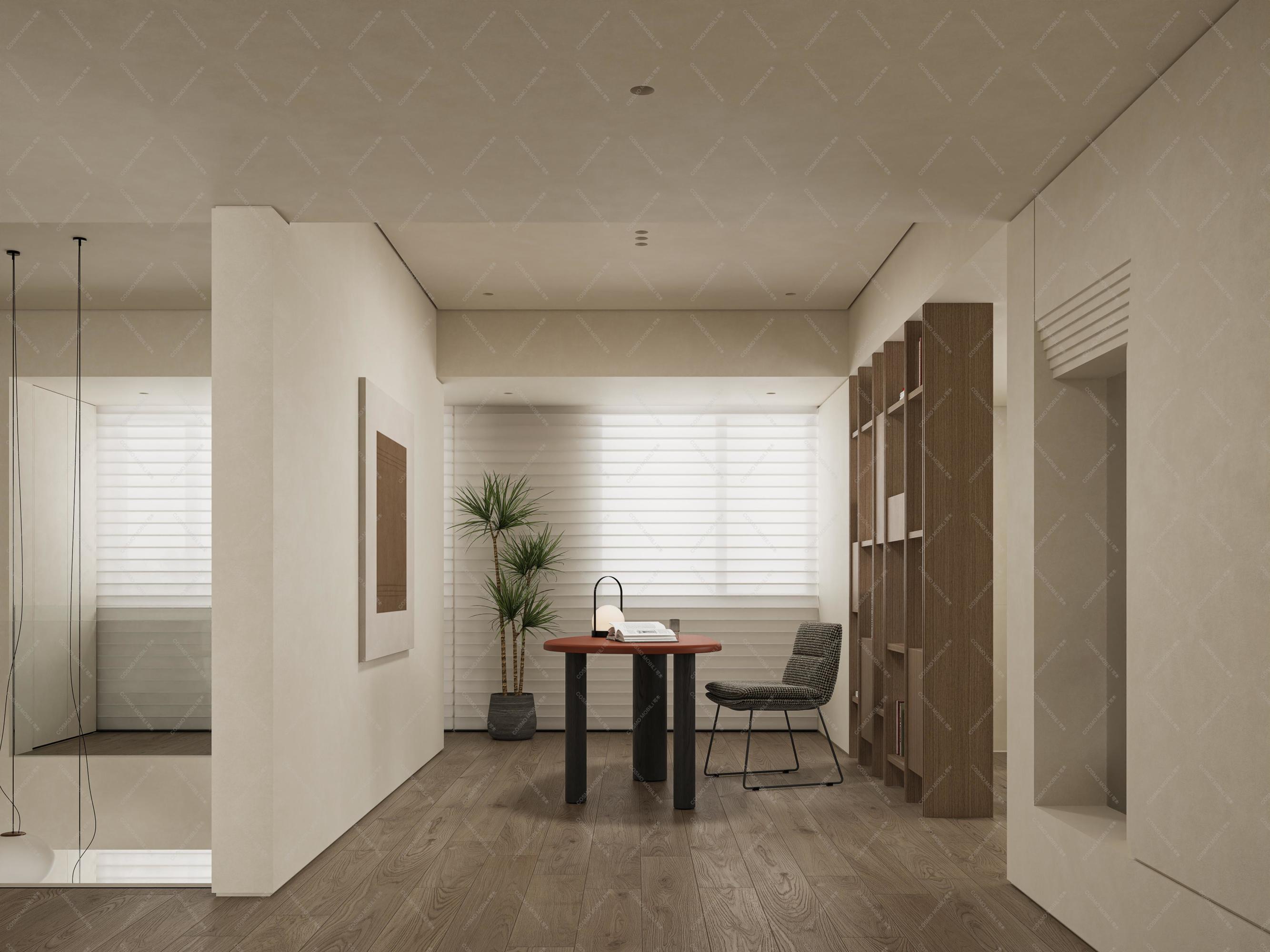 COSMO MOBILI 可木｜极简复式书房｜极简起居室[ID: 116212852]_建e效果图