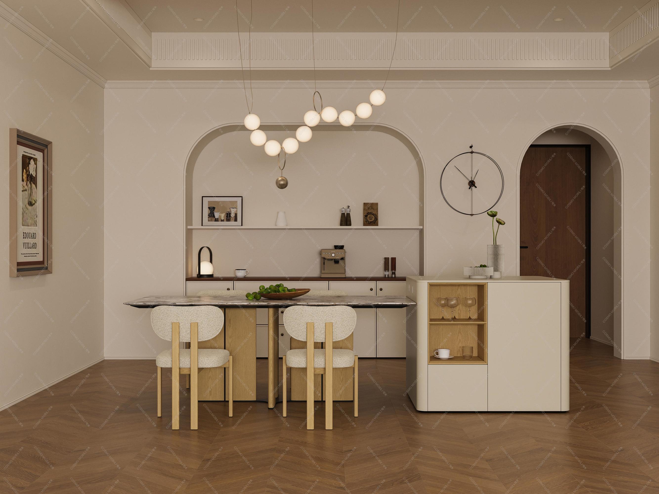 COSMO MOBILI｜法式客餐厅｜奶油风客餐厅[ID: 116147353]_建e效果图
