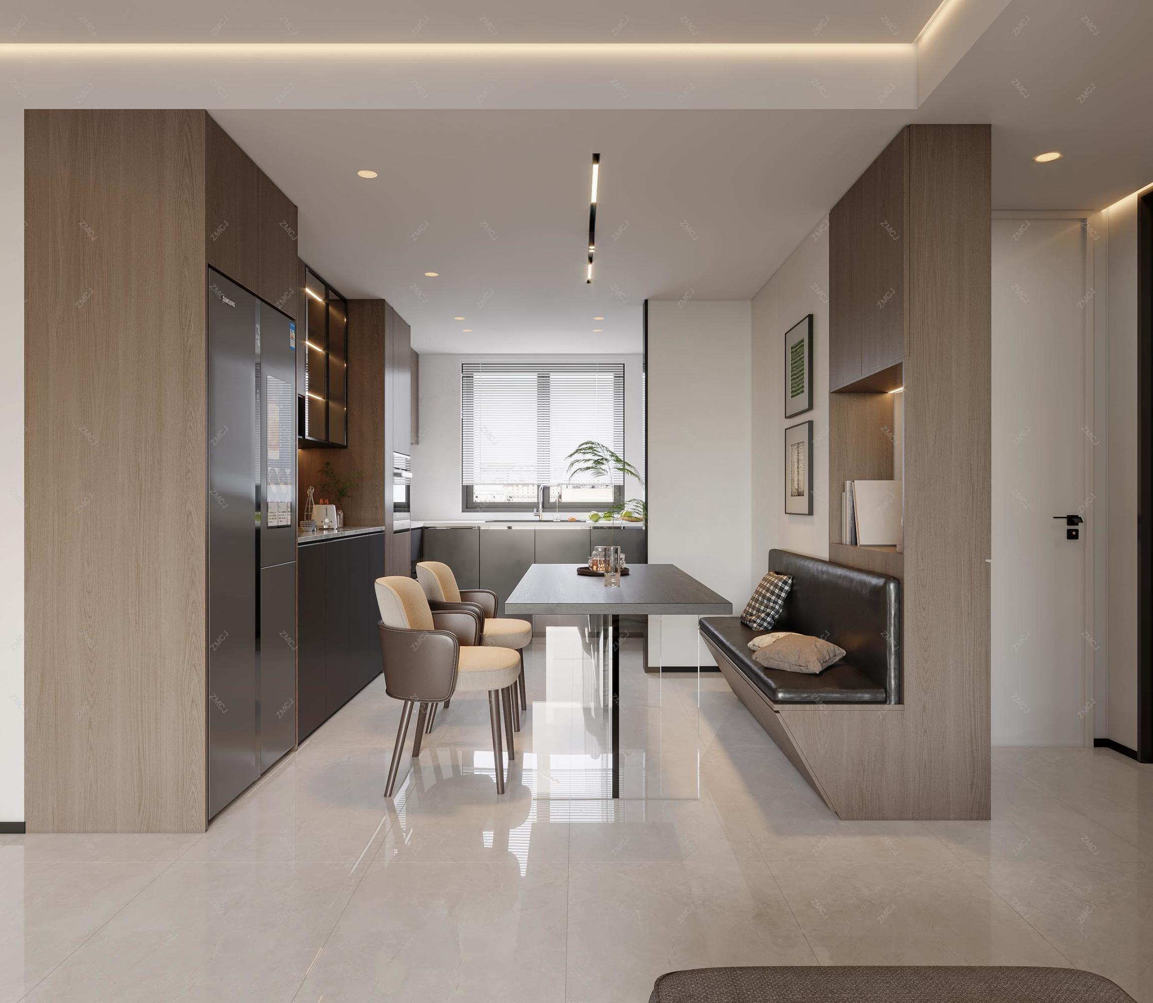 极简客餐厅 厨房—择木创建新晨效果图[ID: 116343997]_建e效果图
