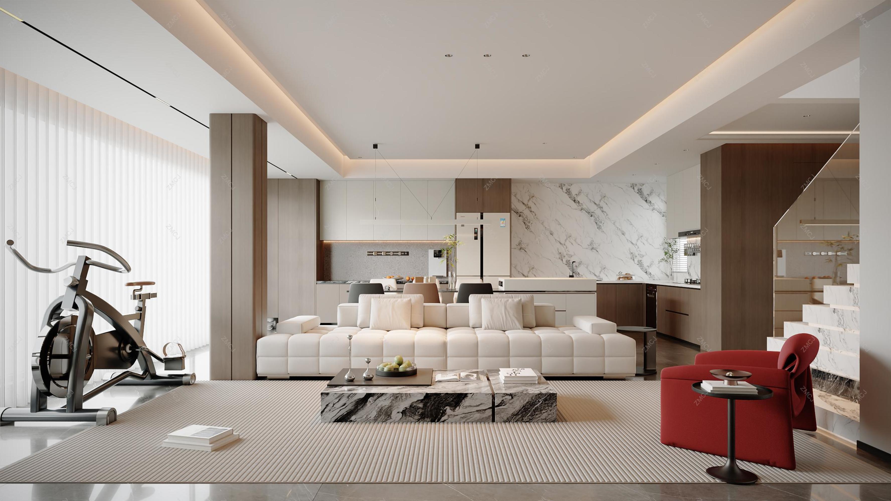意式轻奢 客餐厅—择木创建新晨效果图[ID: 116344058]_建e效果图
