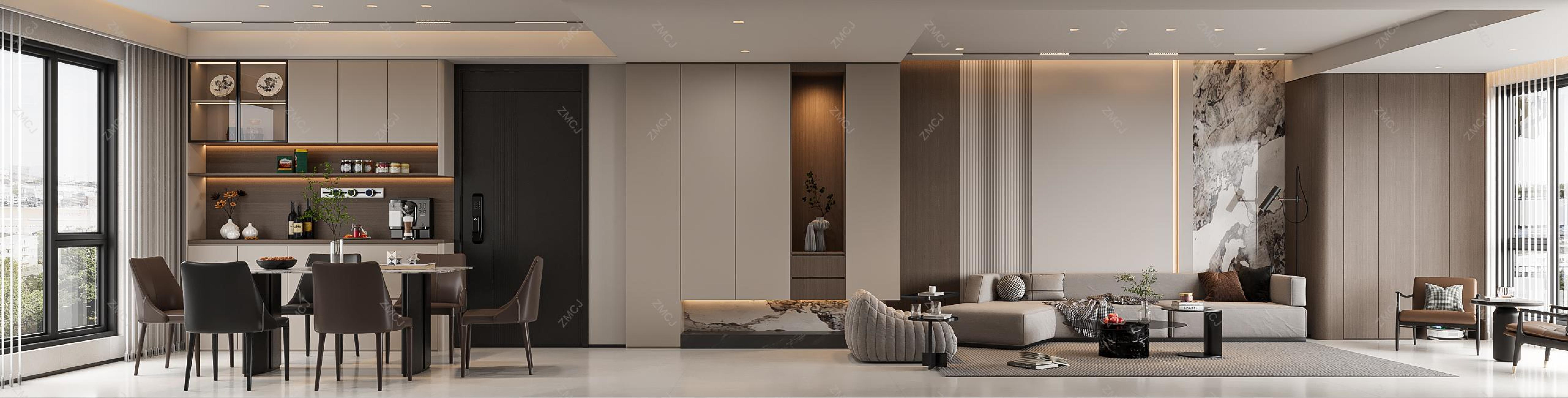 意式极简客餐厅—择木创建新晨效果图[ID: 116343852]_建e效果图
