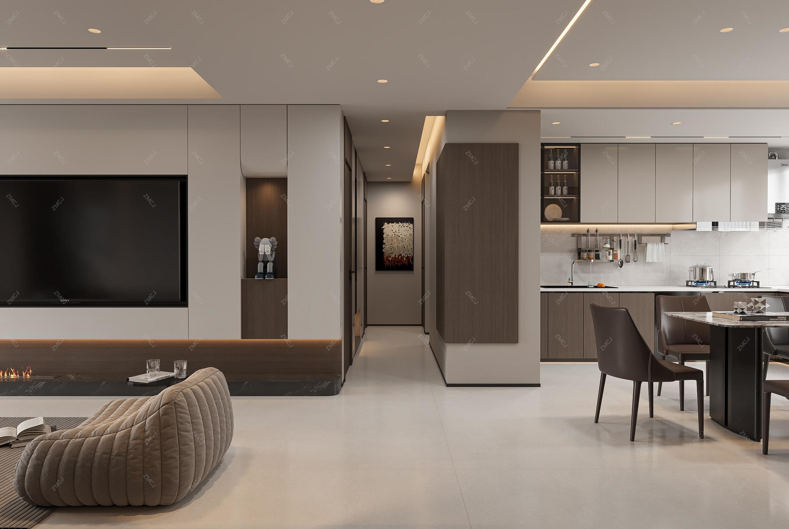 意式极简客餐厅—择木创建新晨效果图[ID: 116343852]_建e效果图