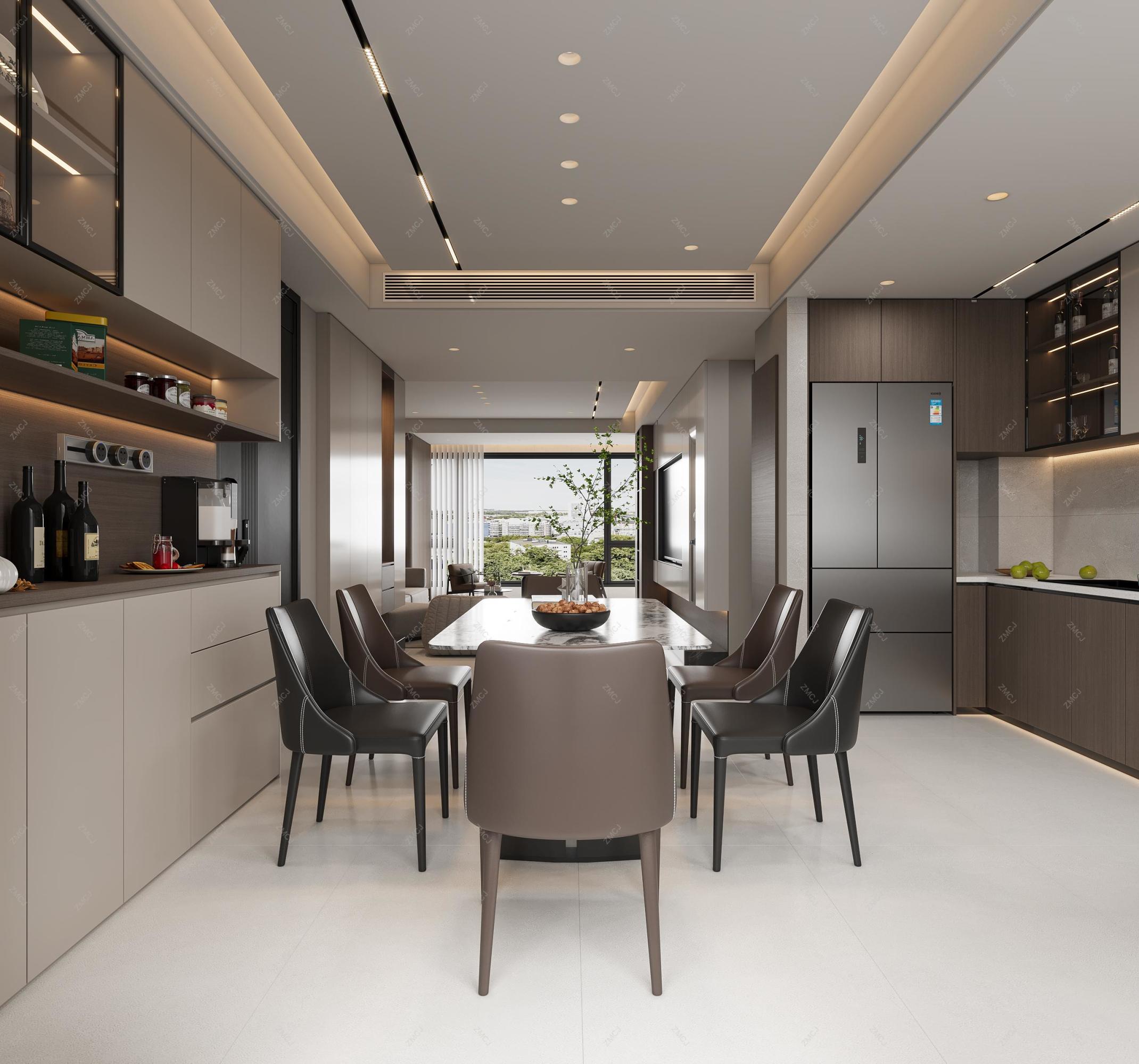 意式极简客餐厅—择木创建新晨效果图[ID: 116343852]_建e效果图