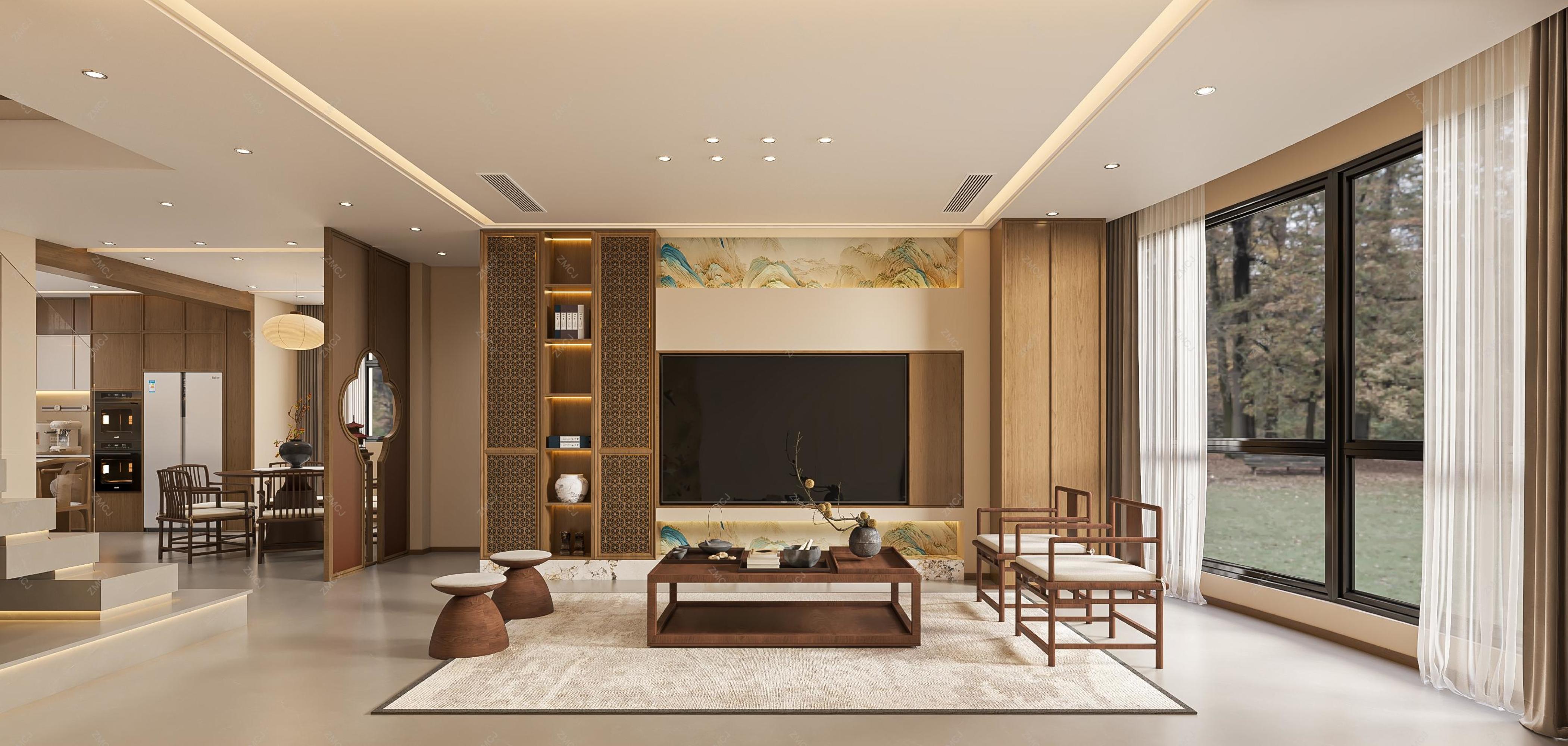 宋式美学客餐厅—择木创建新晨效果图[ID: 116343836]_建e效果图