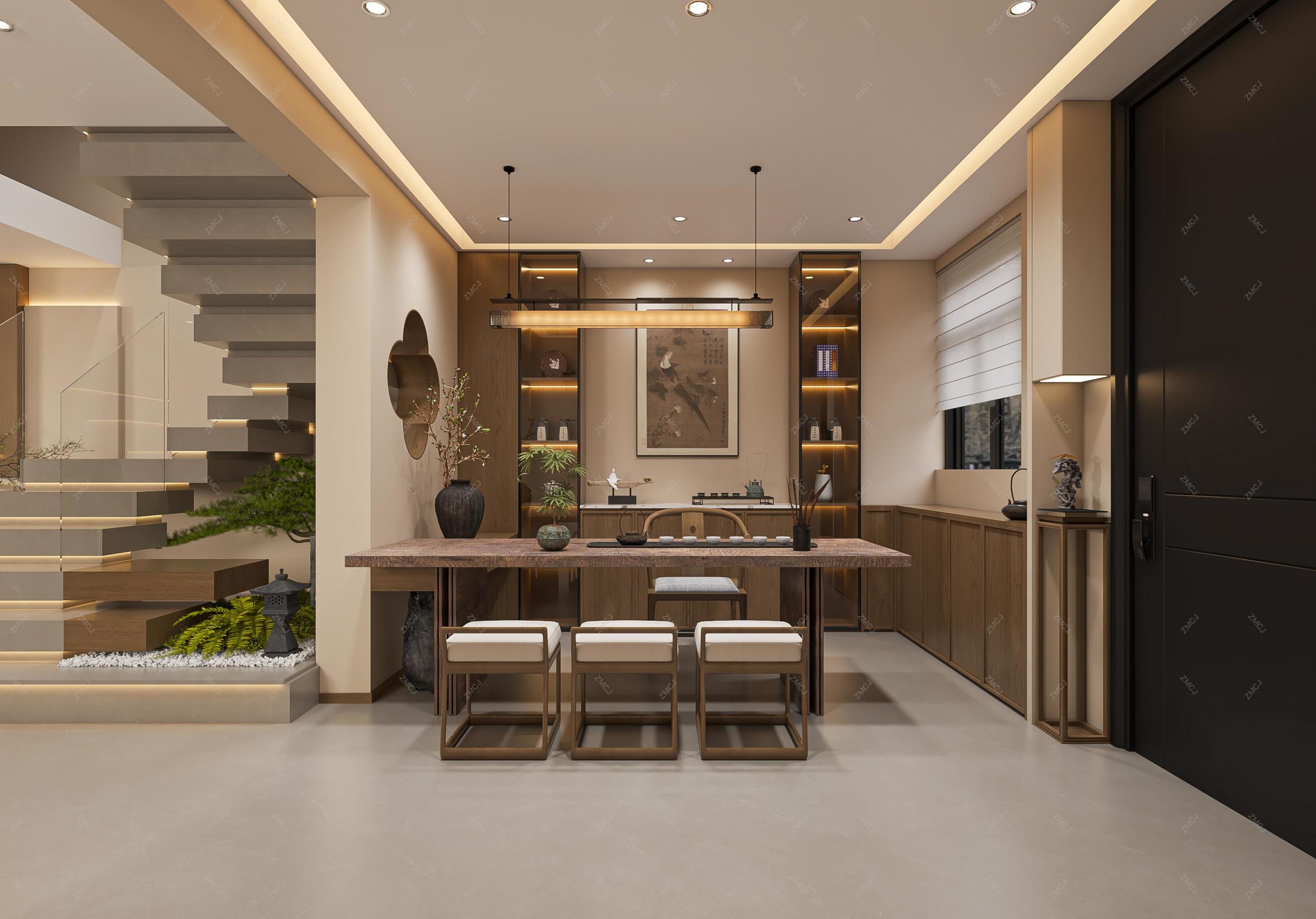 宋式美学客餐厅—择木创建新晨效果图[ID: 116343836]_建e效果图