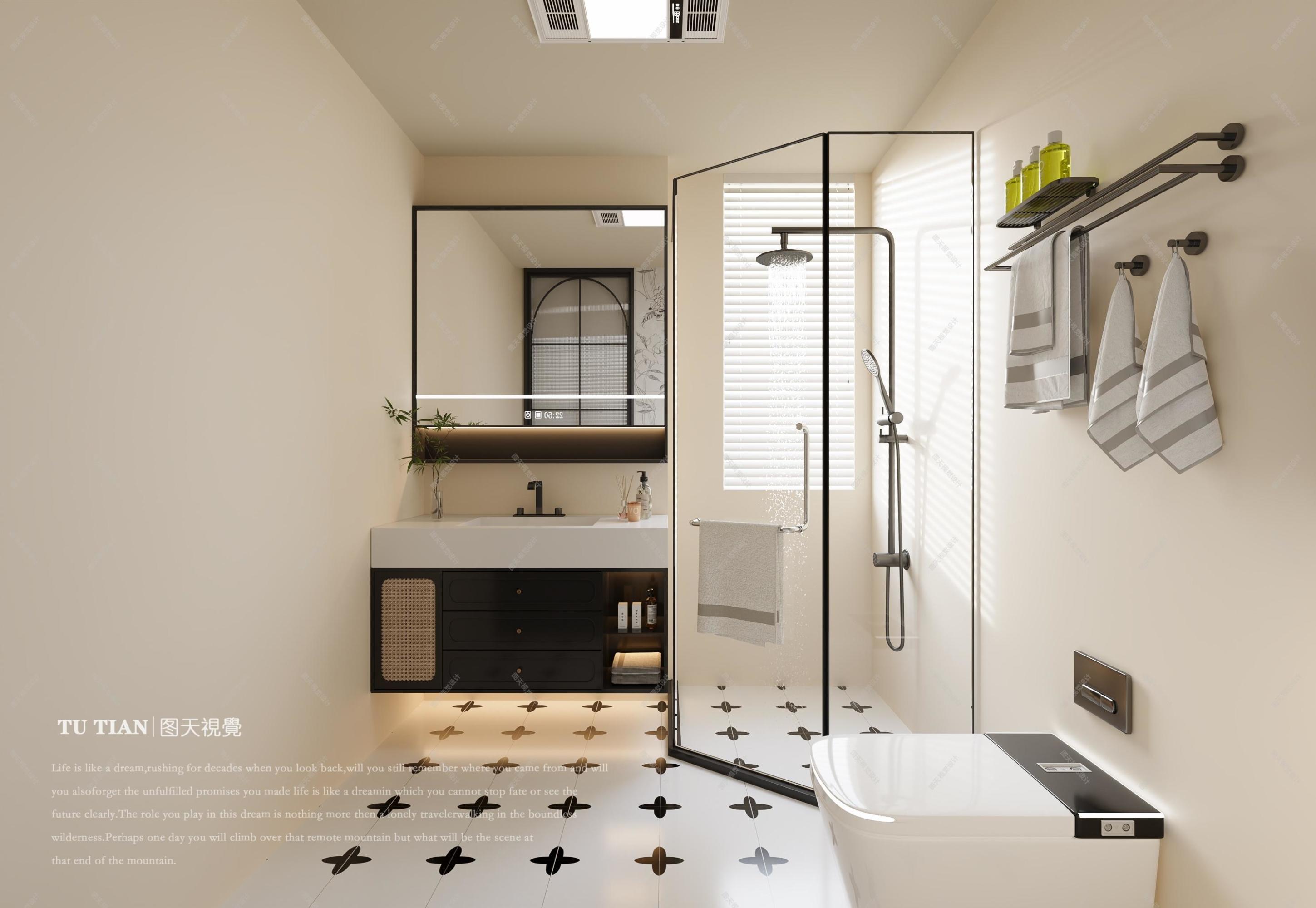 法式浪漫奶油 | 被光温柔包围的家——图天设计表现[ID: 116278311]_建e效果图