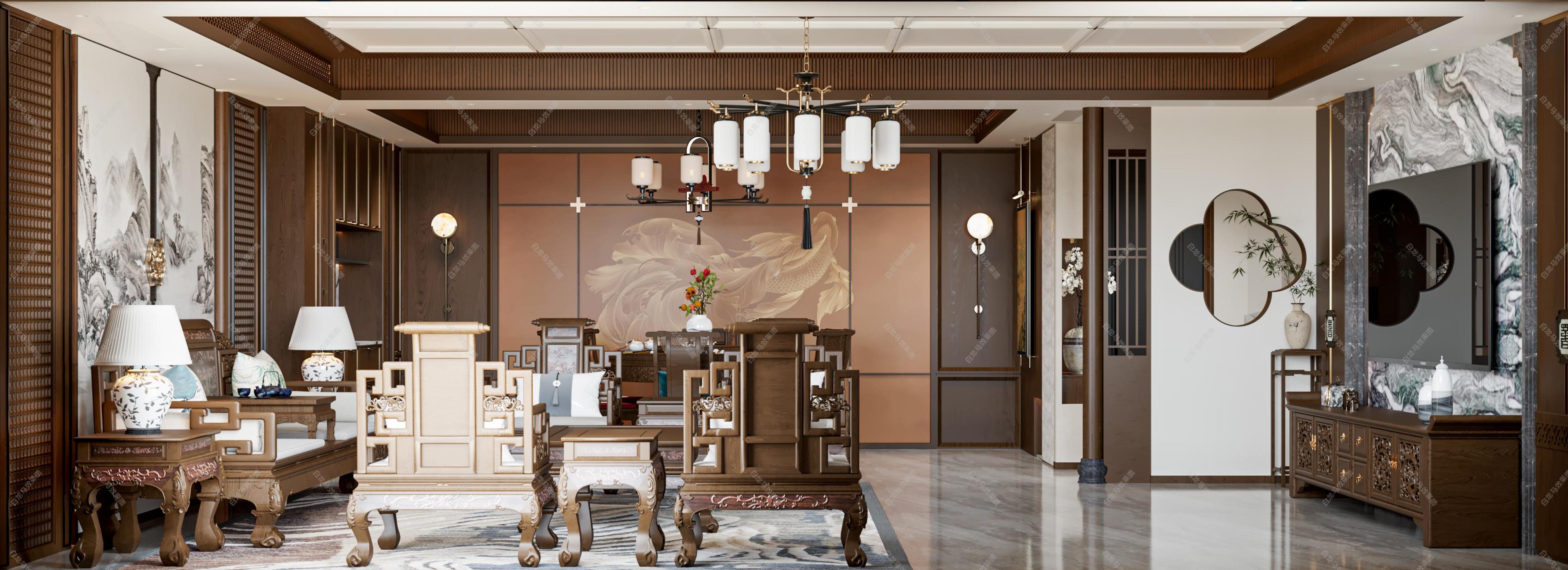 白龙马效果图——中式[ID: 115885119]_建e效果图