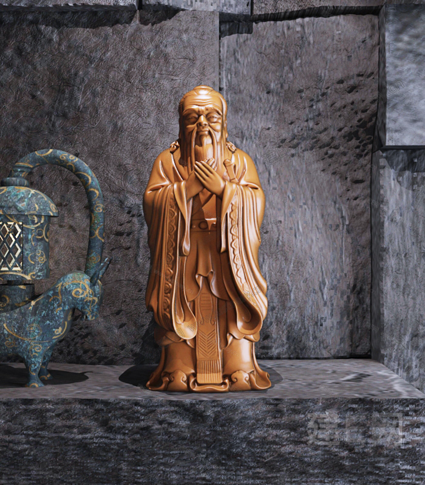 精品孔子佩剑雕像