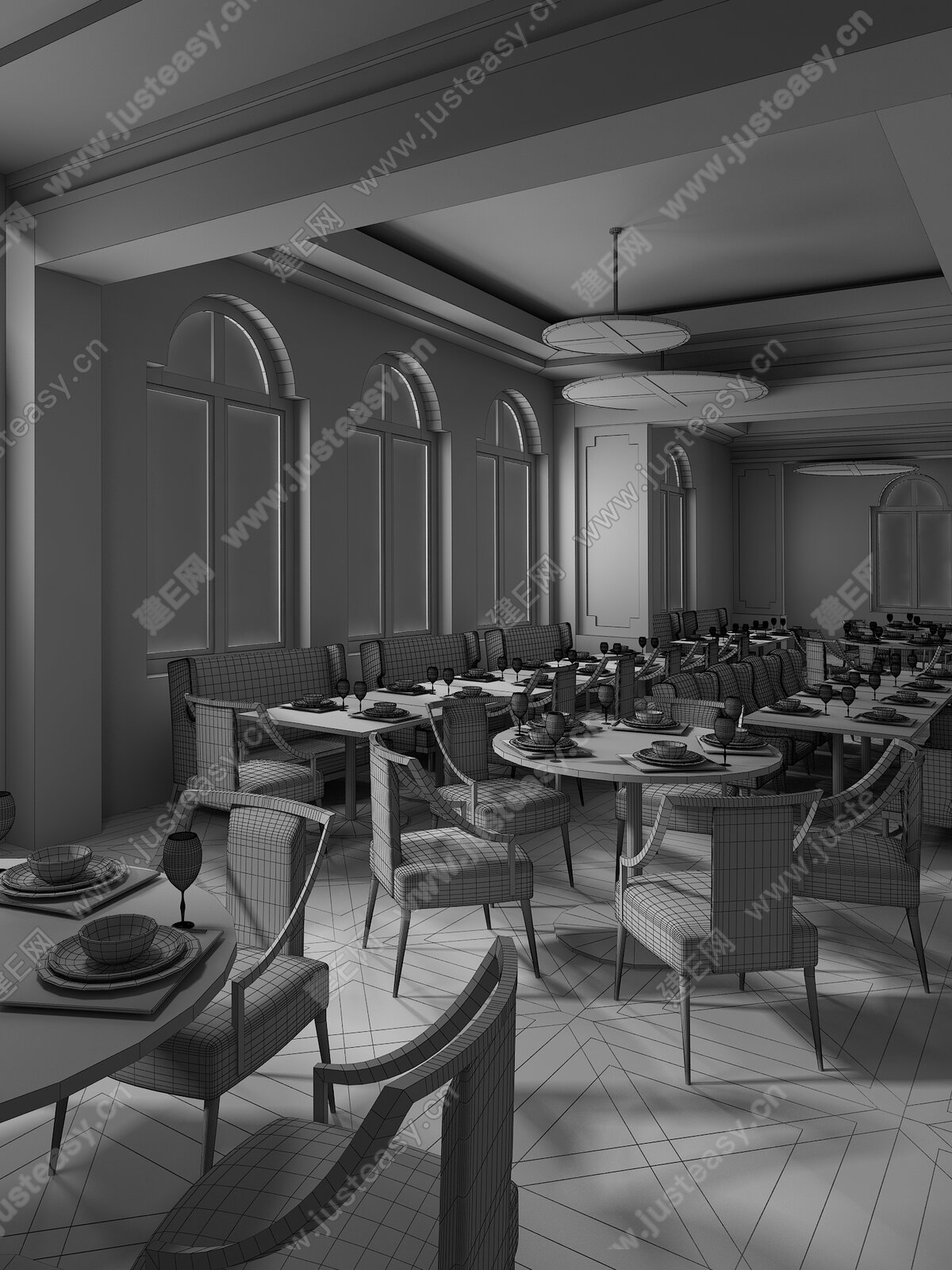 餐厅3d模型下载_3d餐厅模型下载_3d餐厅max模型免费下载_建E室内设计网