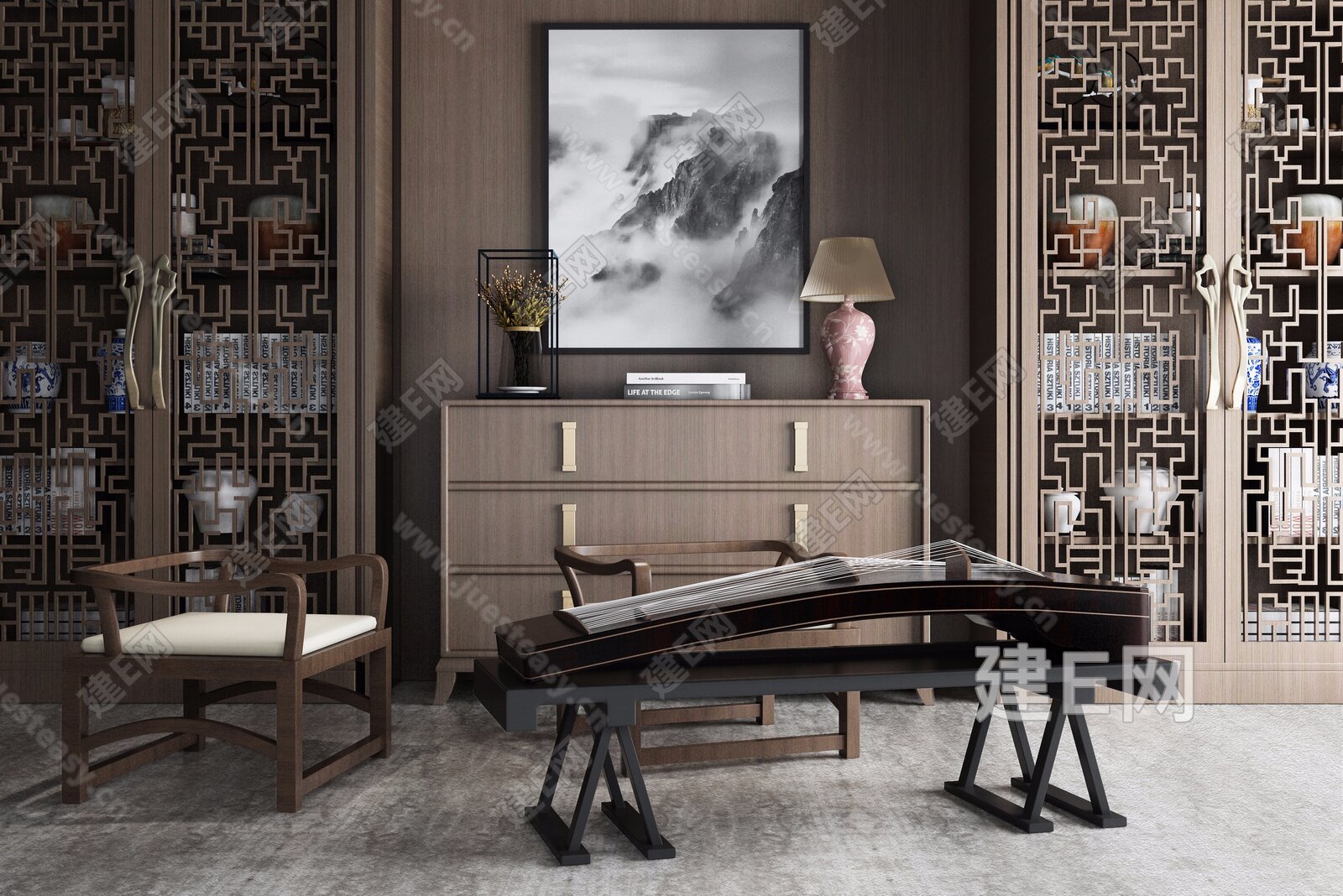 新中式琴房摆设