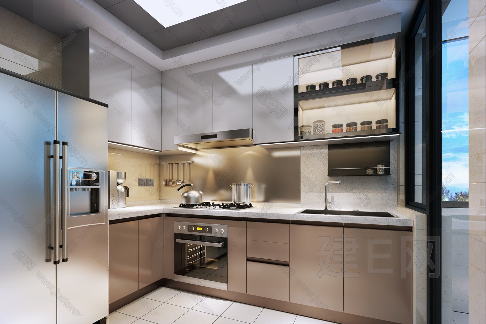 【现代厨房3d模型】建E网_现代厨房3d模型下载[ID:107432652]_打造3d现代厨房模型免费下载平台