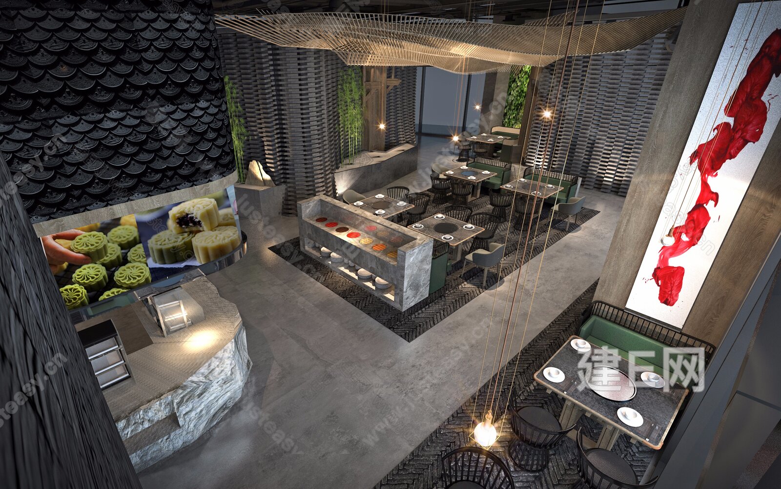 新中式火锅店3d模型下载[ID:105203153]_建e网3d模型