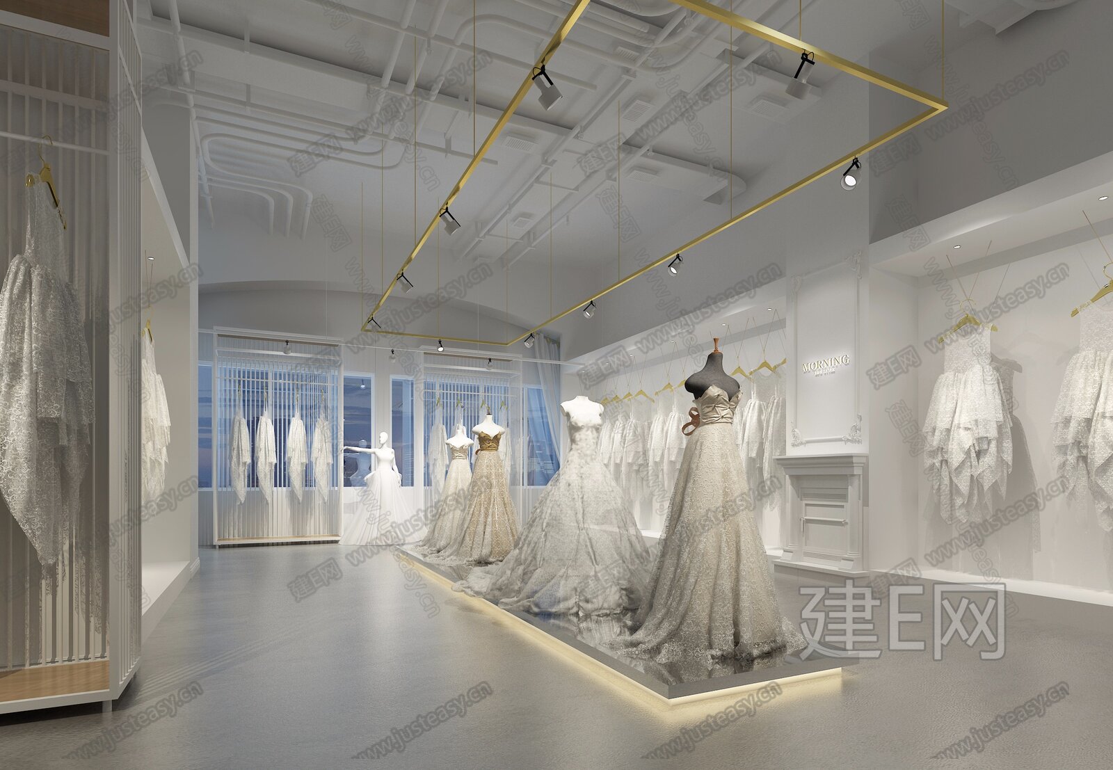 白色高级风格的Tiám婚纱礼服馆装修设计案例|空间|室内设计|郑州早教中心装修 - 原创作品 - 站酷 (ZCOOL)