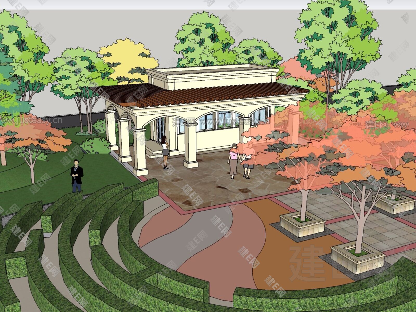 住宅公園sketchup模型