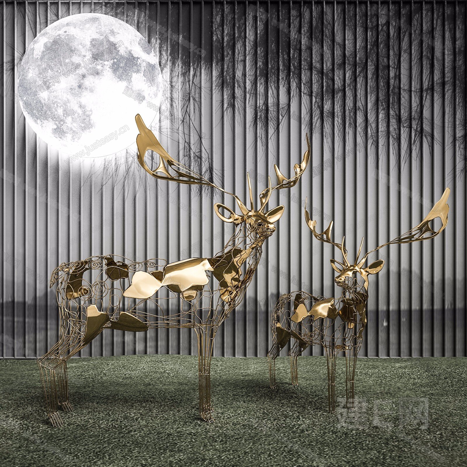 铁艺鹿装置3d模型