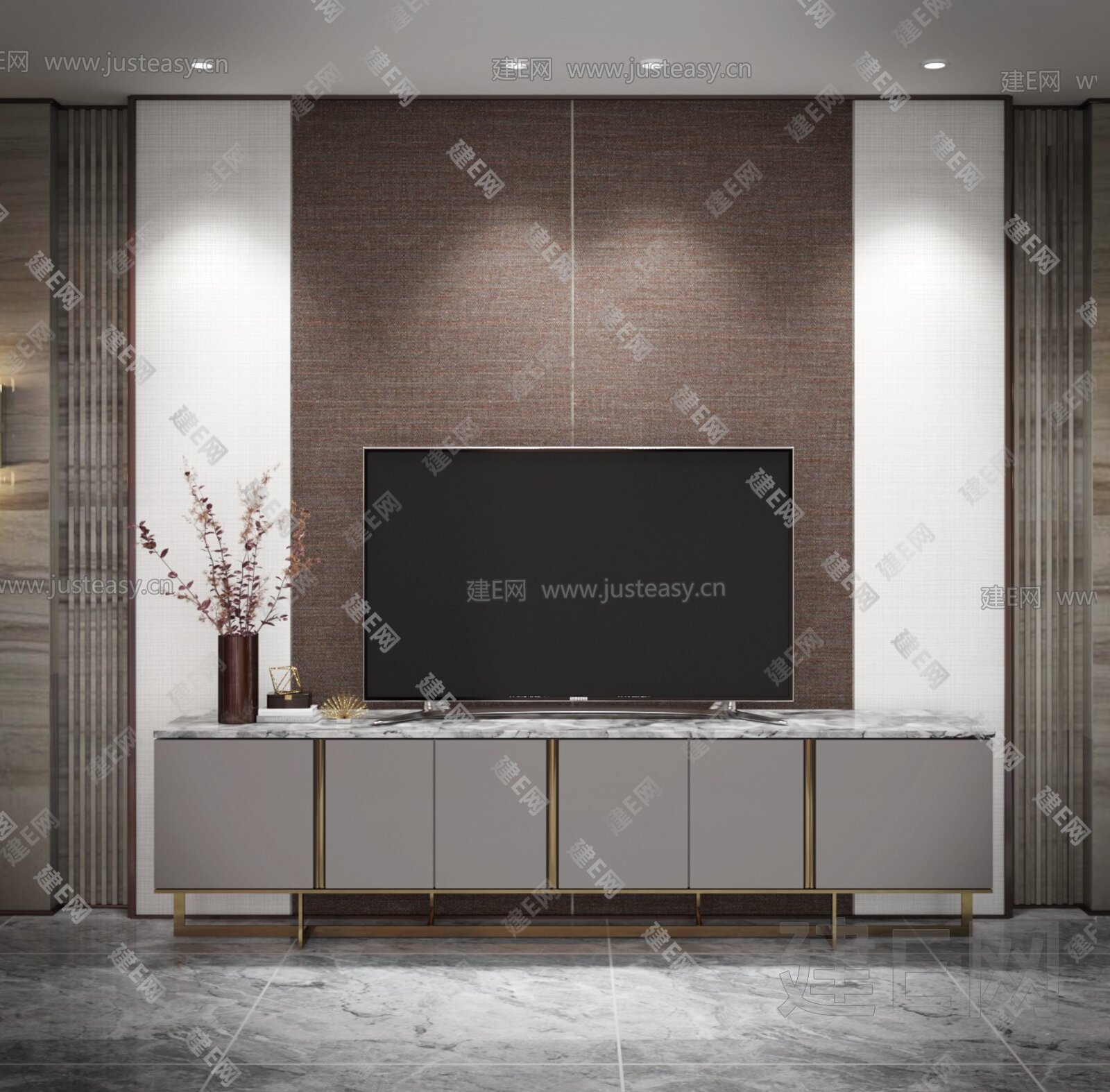 新中式电视柜3d模型