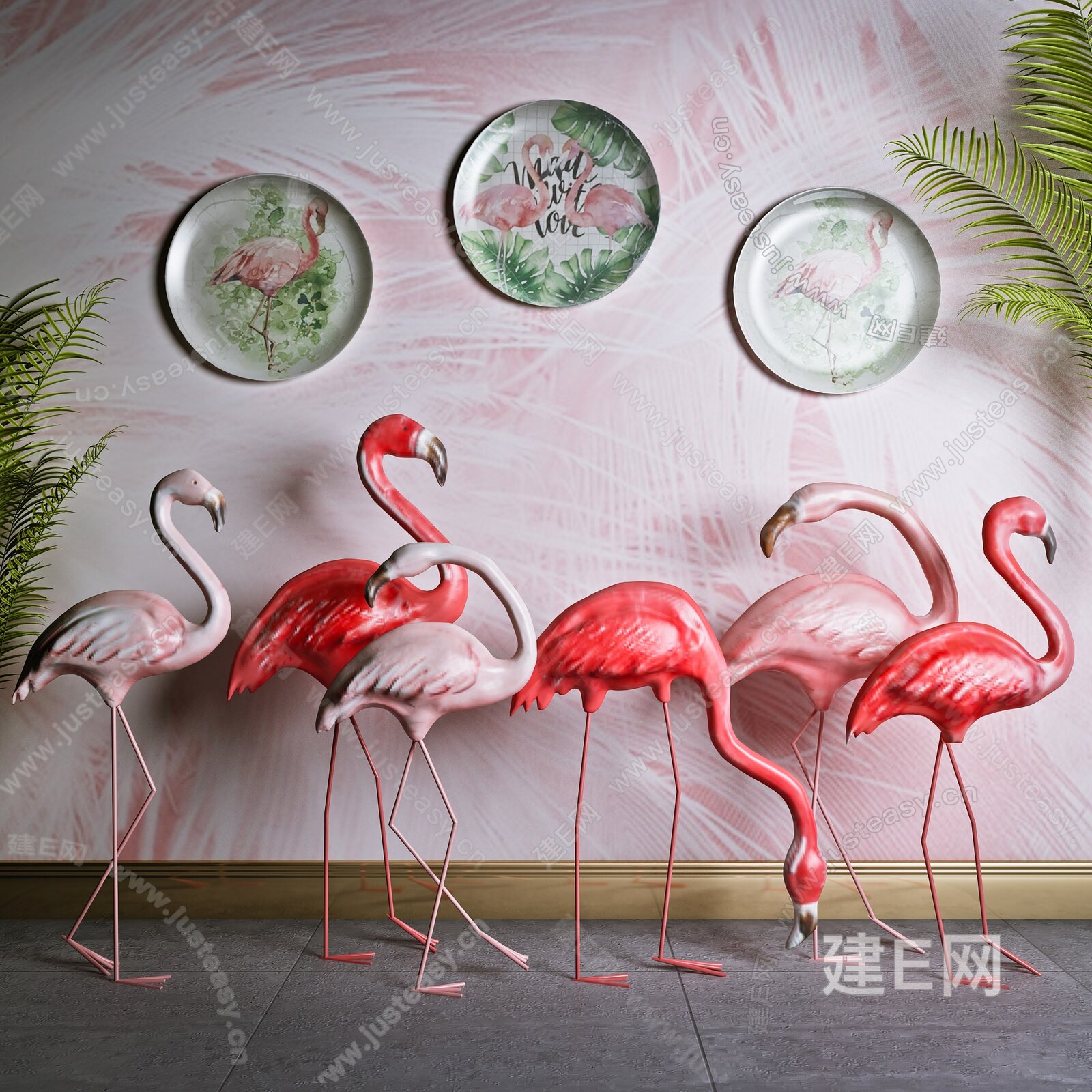 北欧火烈鸟摆件3d模型