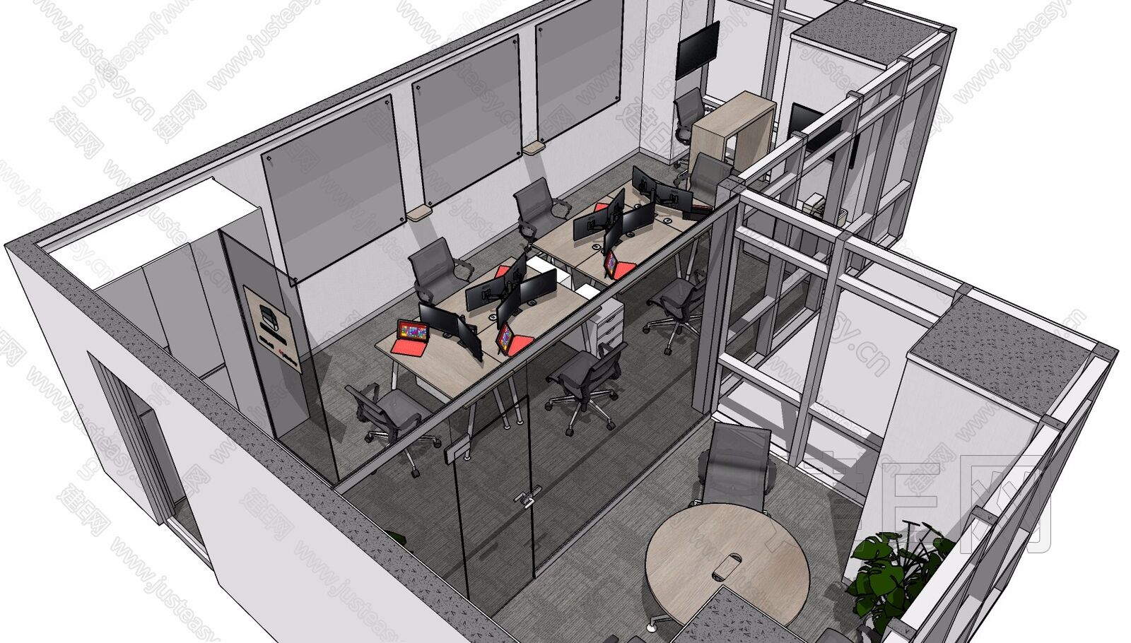 现代办公室模型SU模型下载[ID:101073207]_建E室内设计网