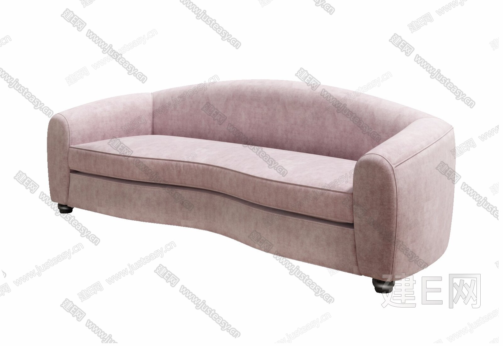 Flexform粉色双人沙发3d模型下载_ID12139182_3dmax免费模型-欧模网