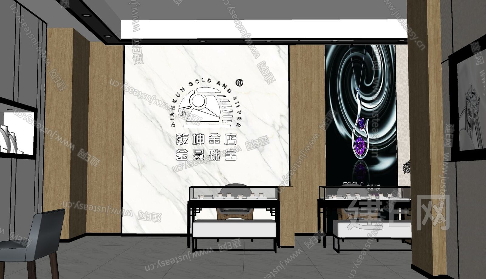 现代珠宝店模型SU模型下载[ID:104415497]_建e网su模型