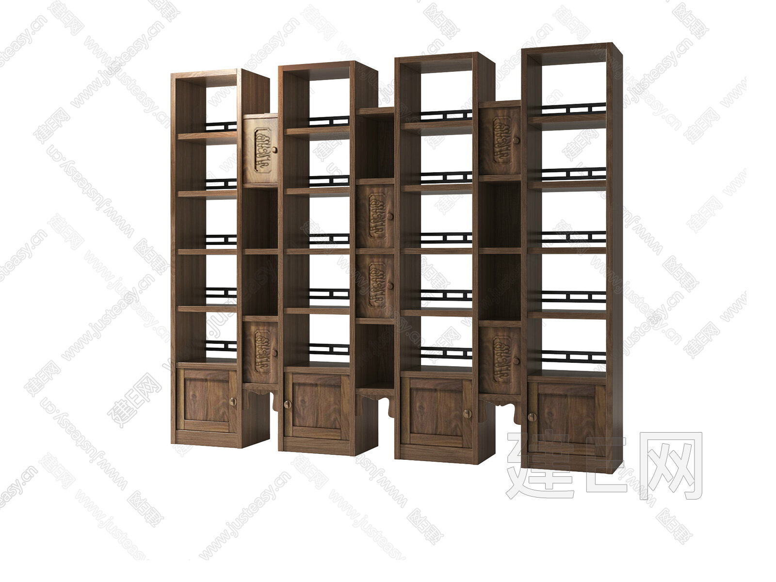 木迹制品 新中式书柜3d模型