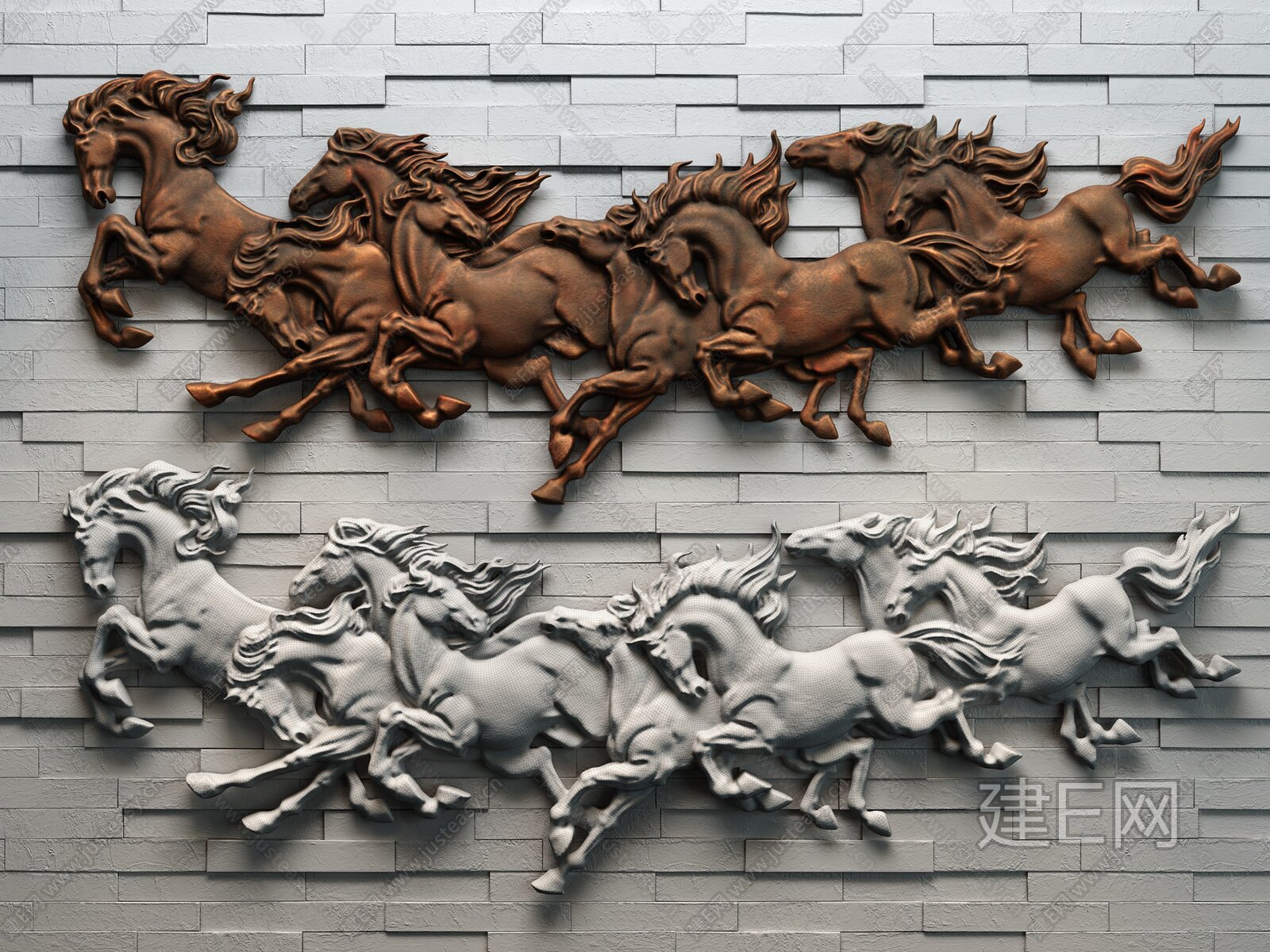 骏马浮雕3d模型