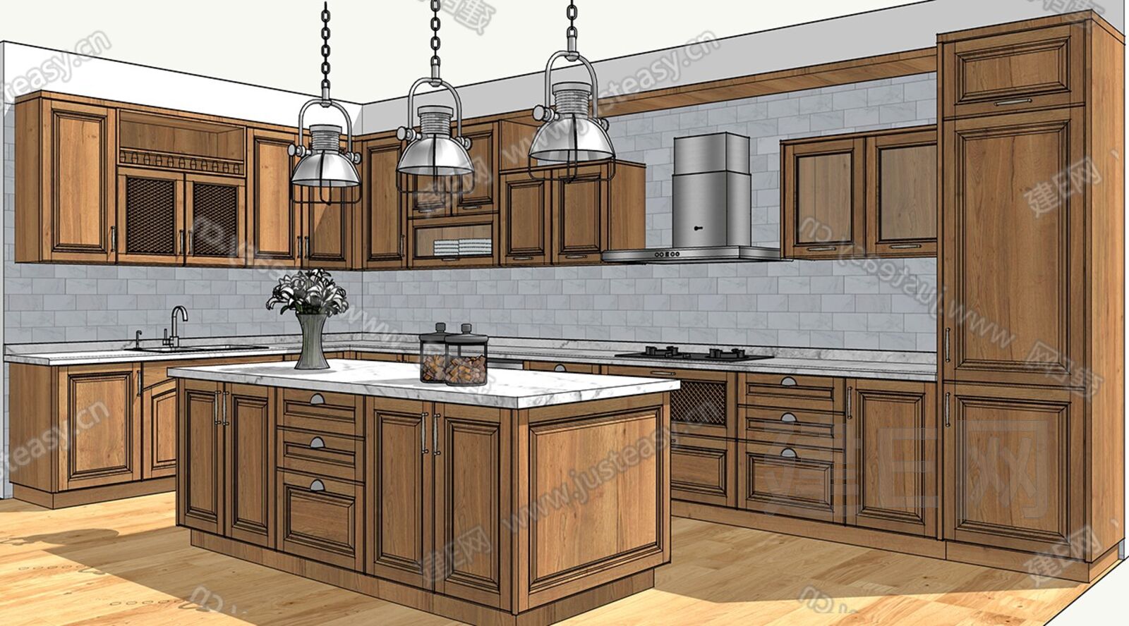 现代橱柜厨房用品组合3d模型下载-【集简空间】「每日更新」