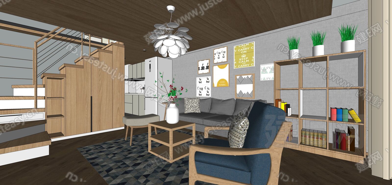 LOFT北欧家装整体方案模型SU模型下载[ID:109330768]_建e网su模型