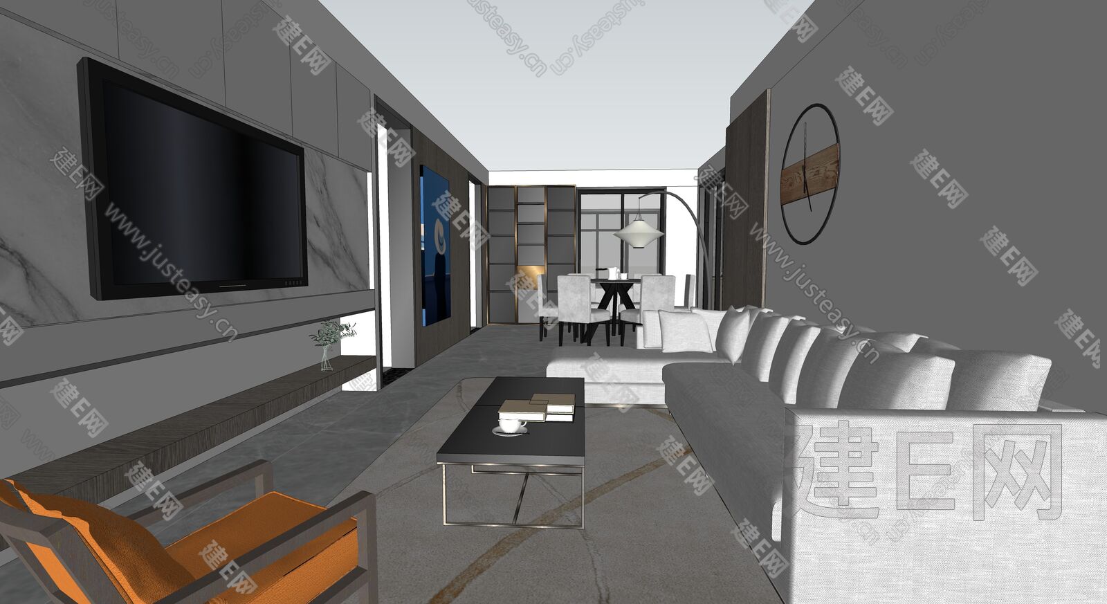现代家装整体方案模型SU模型下载[ID:109461784]_建e网su模型