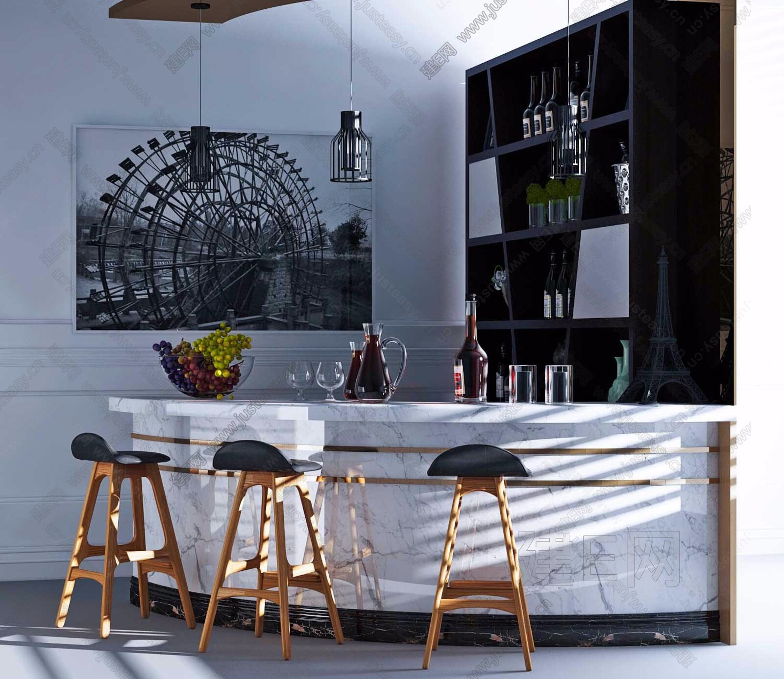 苏州新旅程欧式餐厅吧台装修设计效果图 – 设计本装修效果图