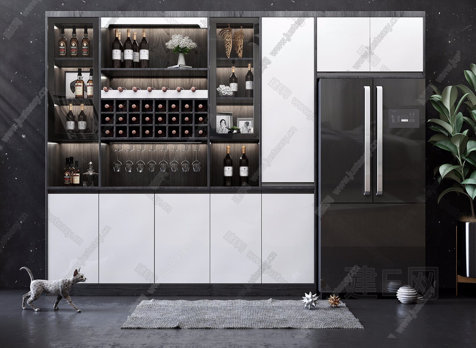 酒柜冰箱一体柜-室内设计-拓者设计吧
