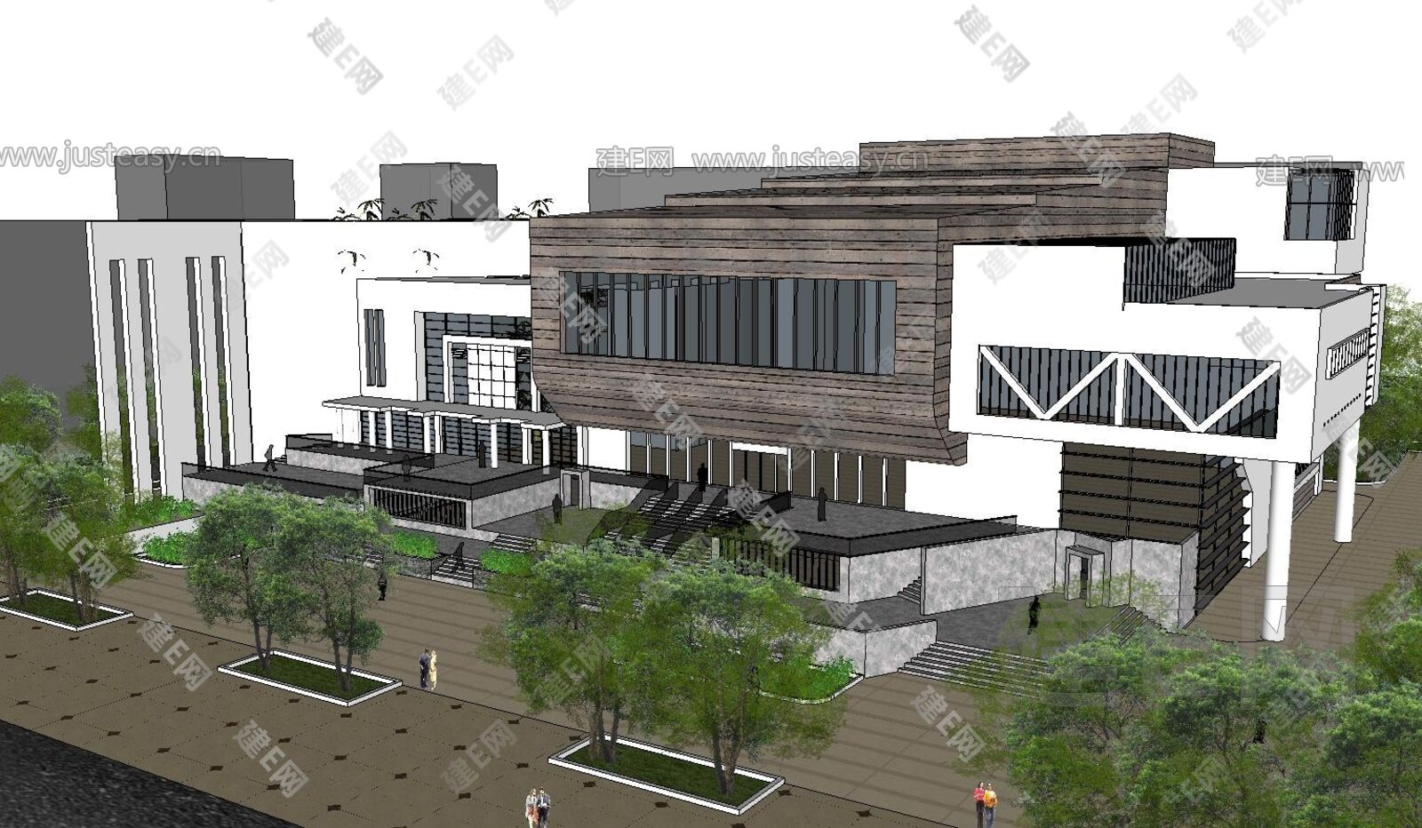 现代文化艺术中心模型SU模型下载[ID:112279978]_建e网su模型