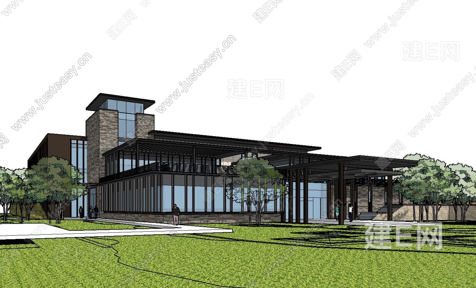 现代文化艺术中心模型SU模型下载[ID:112279821]_建e网su模型