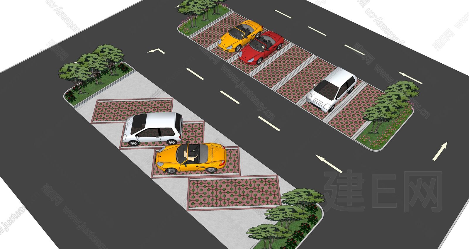 现代风格停车场 模型SU模型下载[ID:108544777]_建E室内设计网